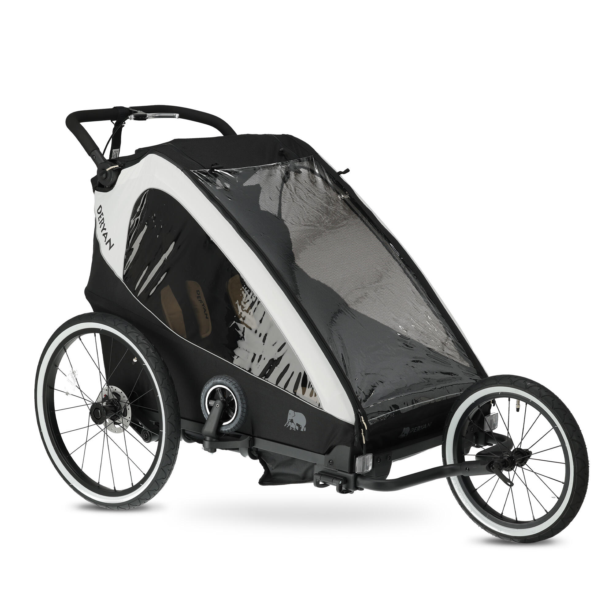 Reboque de Bicicleta Deluxe V2 - Reboque 3 em 1 - 2 Lugares - Preto/Branco 2/8