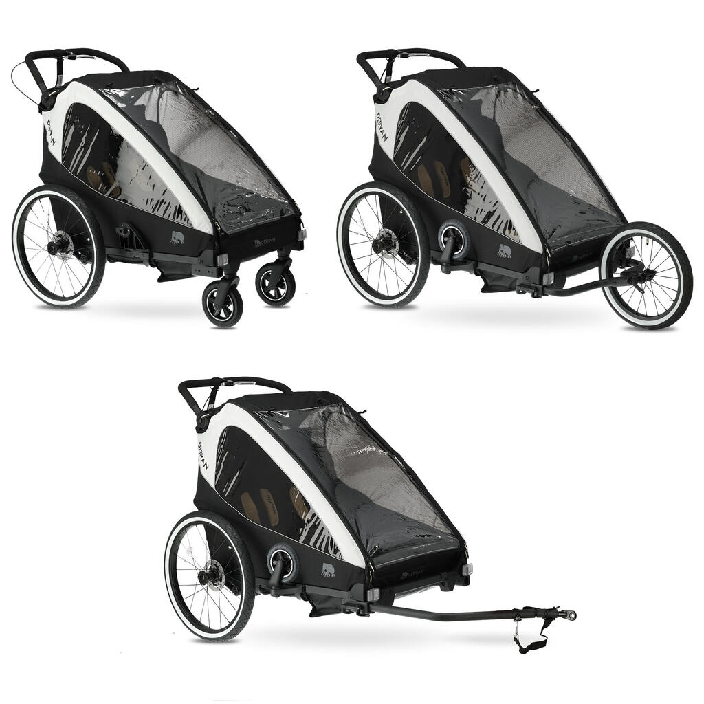 Luxe Fietskar - 3-in-1 Fietskar - Wandelwagen - 2 persoons - Zwart/Wit