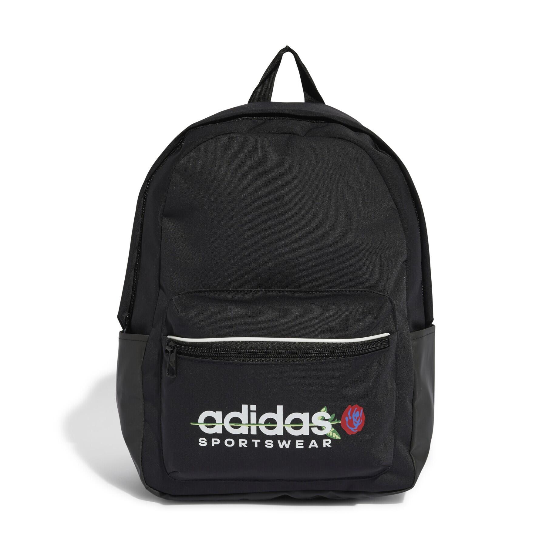 Mochila Casual Mujer Adidas Flower Backpack Negro. Resistente 6/6