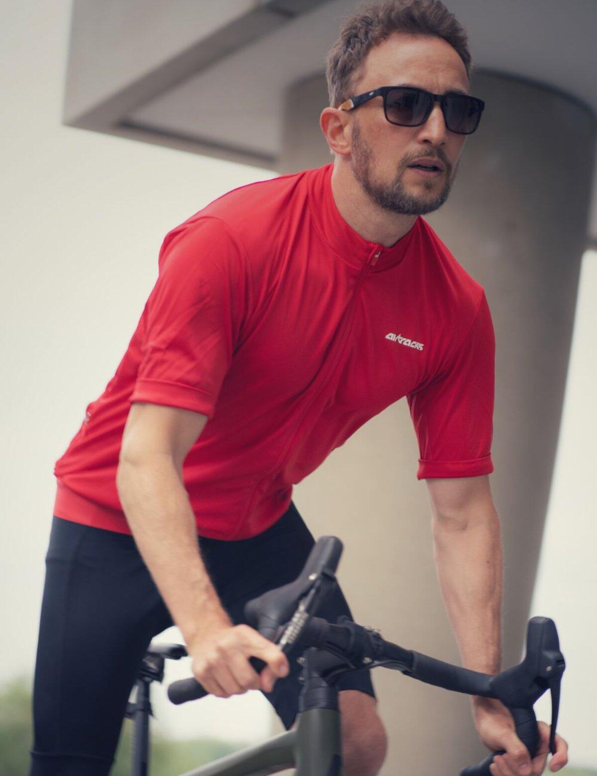 Herren Fahrradtrikot Kurzarm Radtrikot Air Tech II Rot 2/4