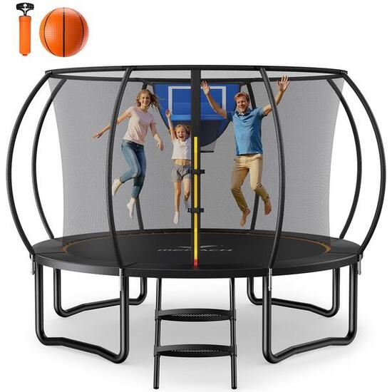 Trampoline MERACH Ø305 cm avec filet de sécurité et panier de basket
