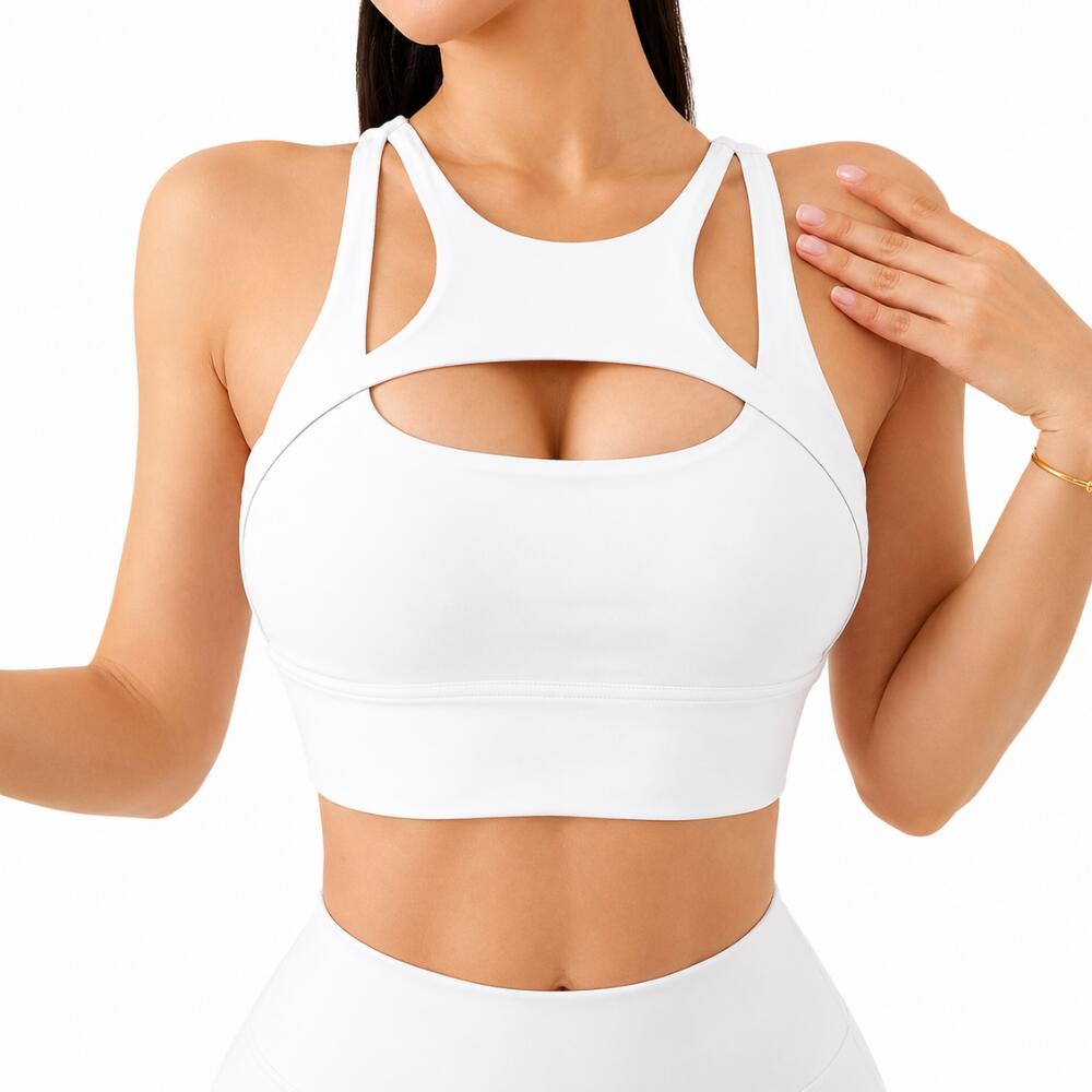 Nylon Sports Bra for Women (White-S)