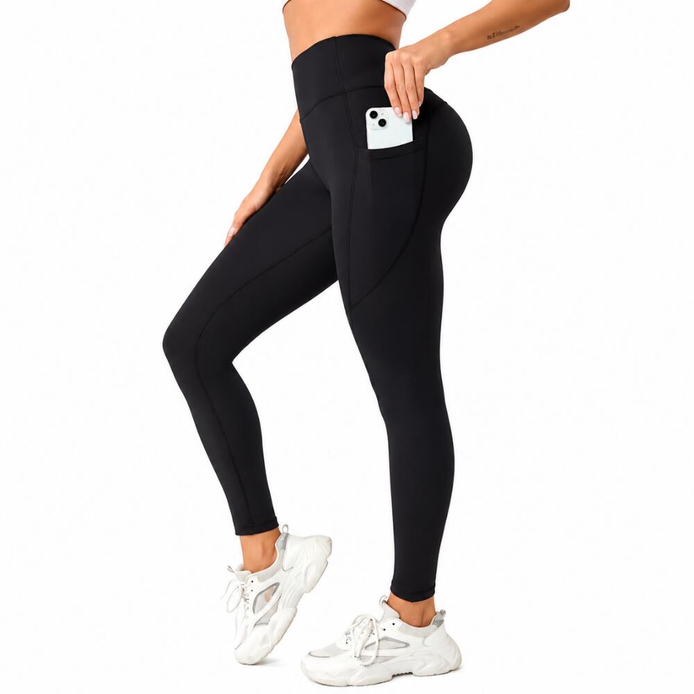 High Waist Seamless Butt Lift Yoga Leggings for Women (Black-XL)