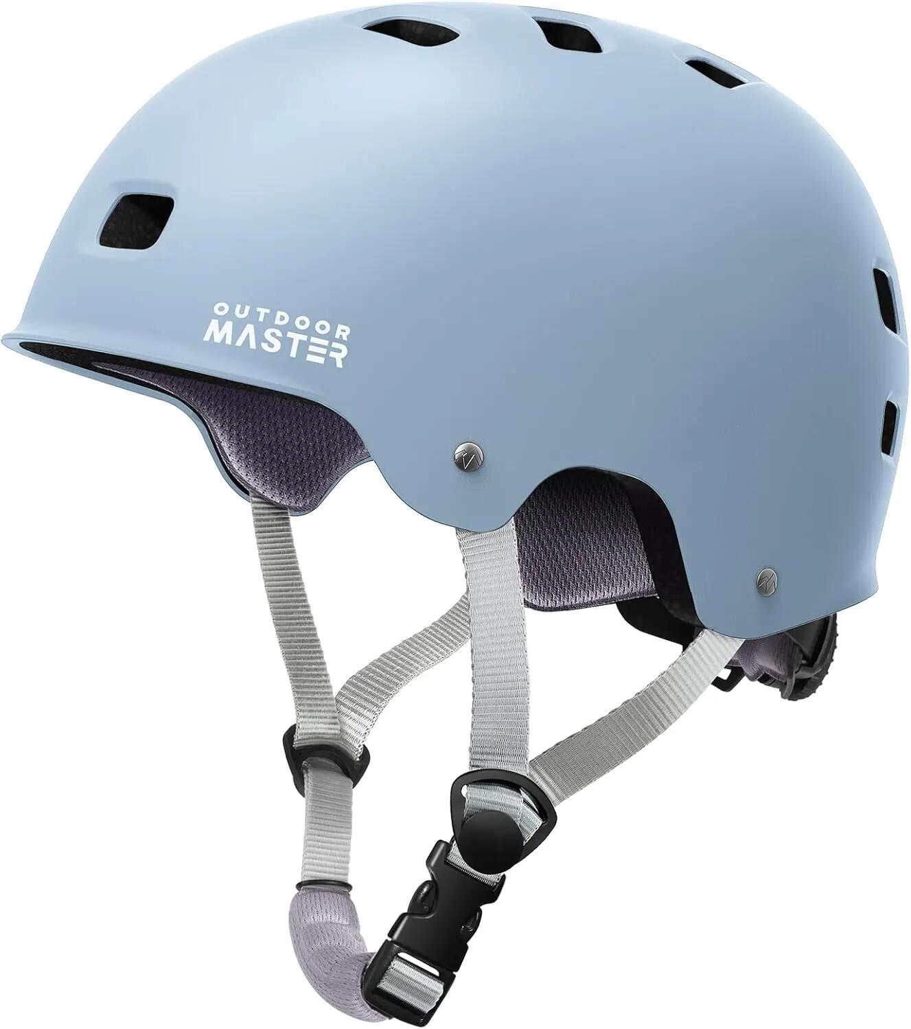 OutdoorMaster Skateboard Helmet for Adults Youth Multi-Sport Matte Crystal Blue