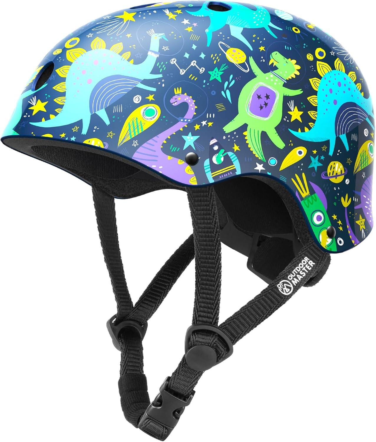 OutdoorMaster Kids Bike Helmet Adjustable Multi-Sport Dinoverse Madness S