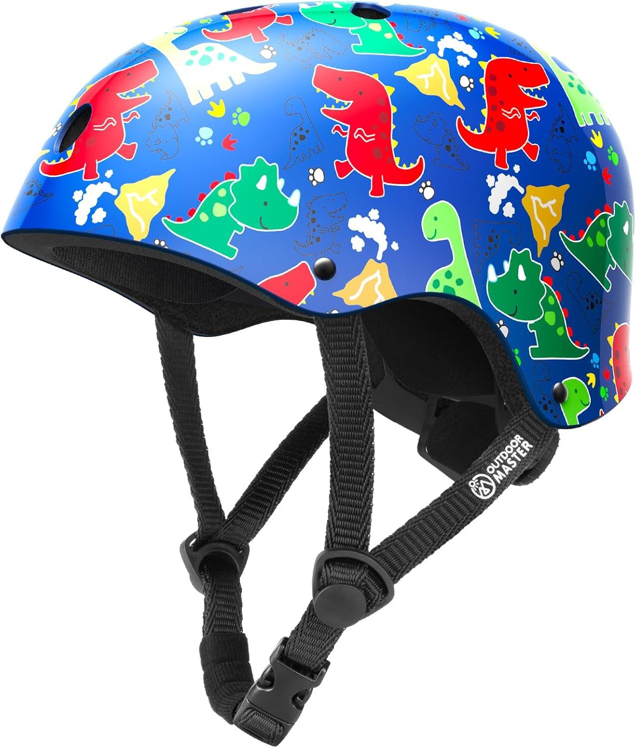 OutdoorMaster Kids Bike Helmet Adjustable Multi-Sport Dino Volcanoland L