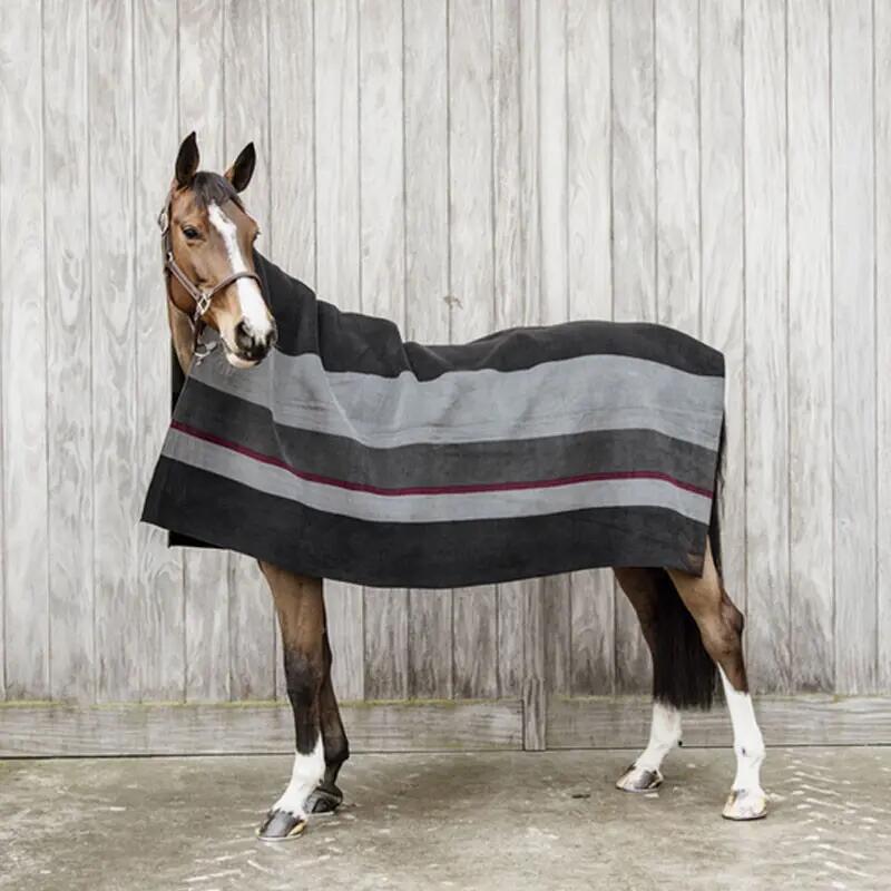 Paardrijden - Unisex -  Black Grey - -heavy Fleece Rug Square Stripes 2/6