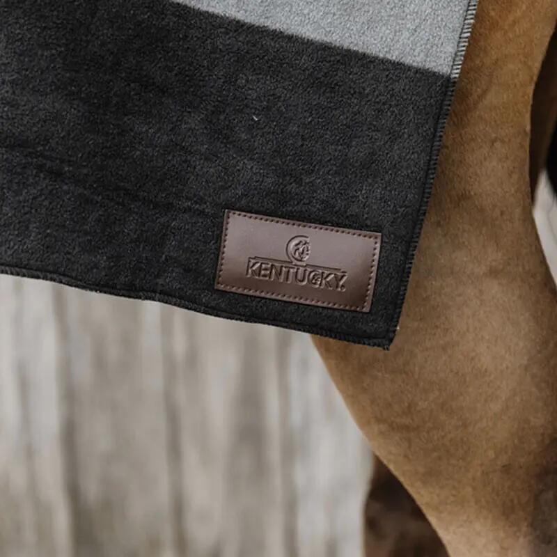 Paardrijden - Unisex -  Black Grey - -heavy Fleece Rug Square Stripes 6/6