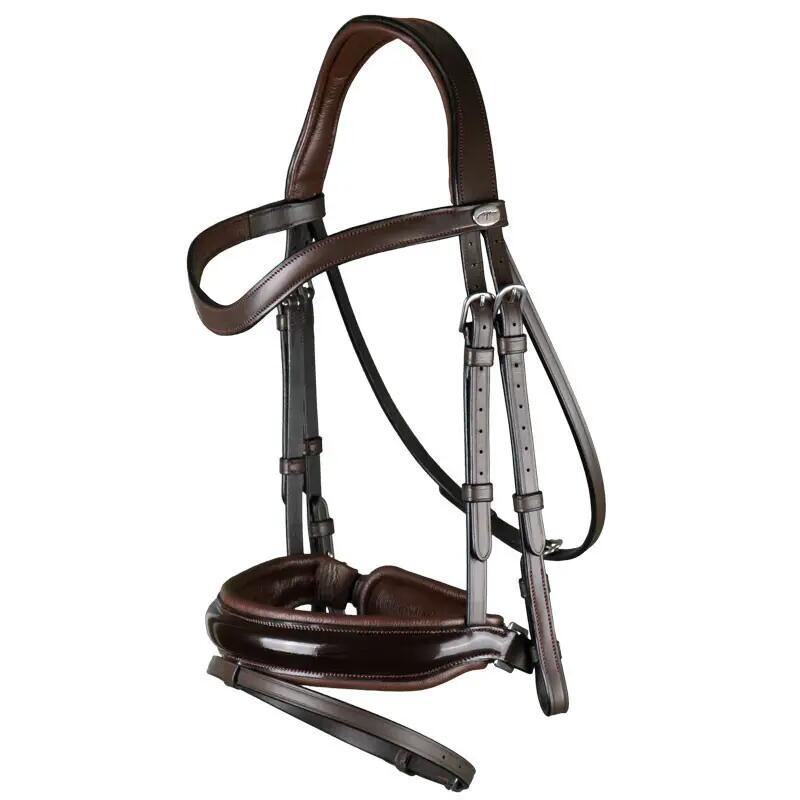 Breitnasenbridle mit kombiniertem Grubber aus lackiertem Leder Dy'on 1/7