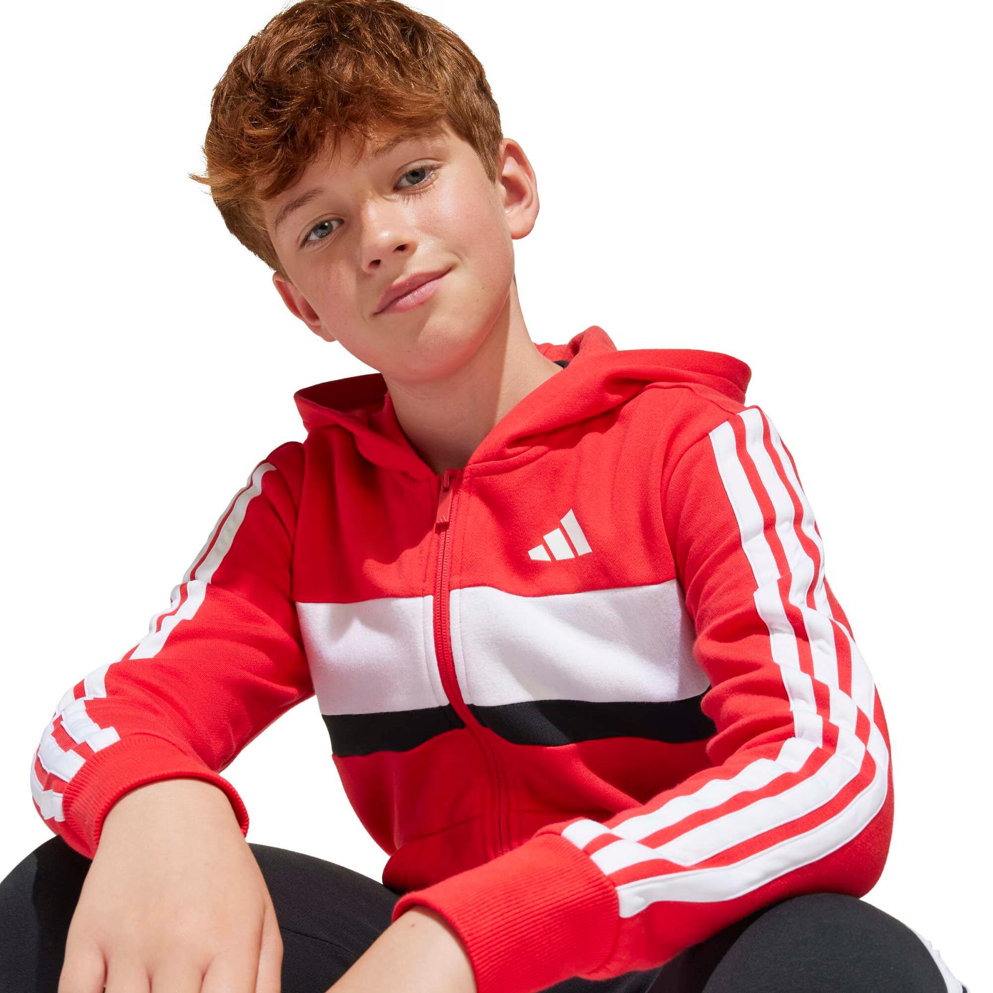 Chándal Adidas Jr rojo, felpa con 3 bandas 7/7