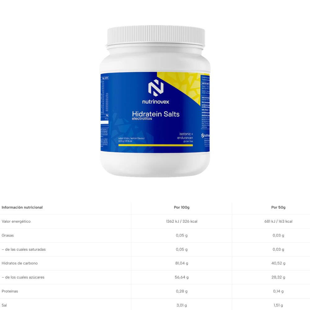Hidratein Salts Eletrólitos 600 g Limão Nutrinovex 2/2