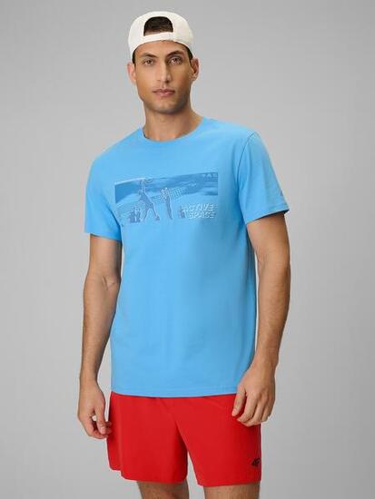 T-shirt reagular z nadrukiem męski 4F 4FWSS26TTSHM3035