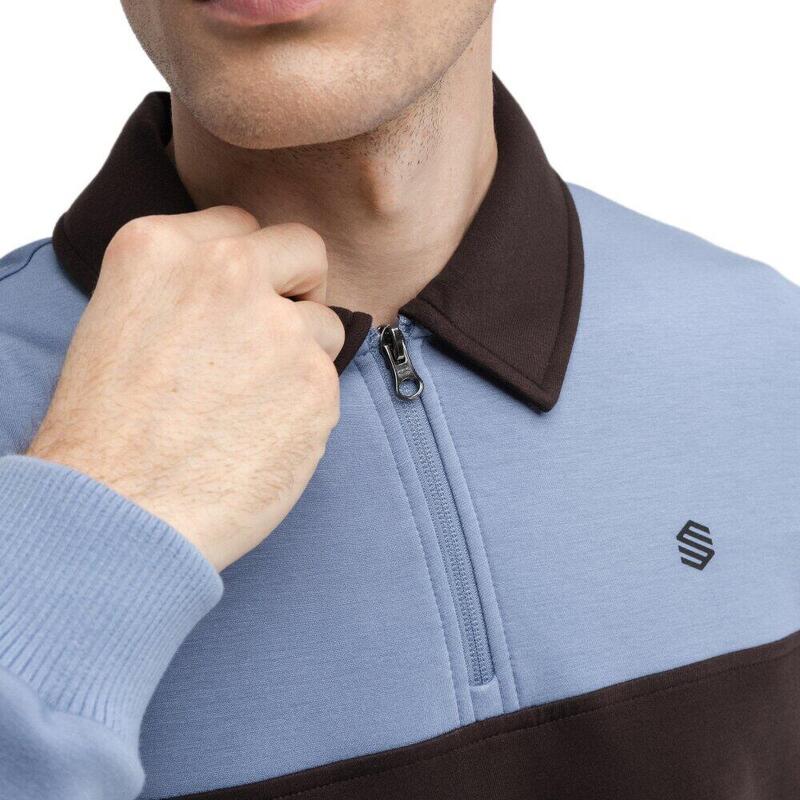 Pulover de cu fermoar pe un sfert pentru bărbați Eagle Blue Albastru