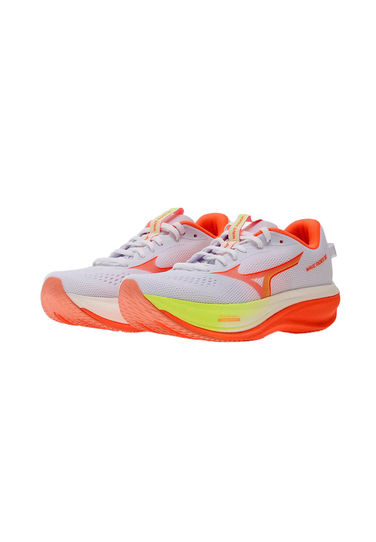 Mizuno Damen Wave Rider 30 Laufschuh J1GM262071 White/Flamingo Coarl/Lime Plump 5/7