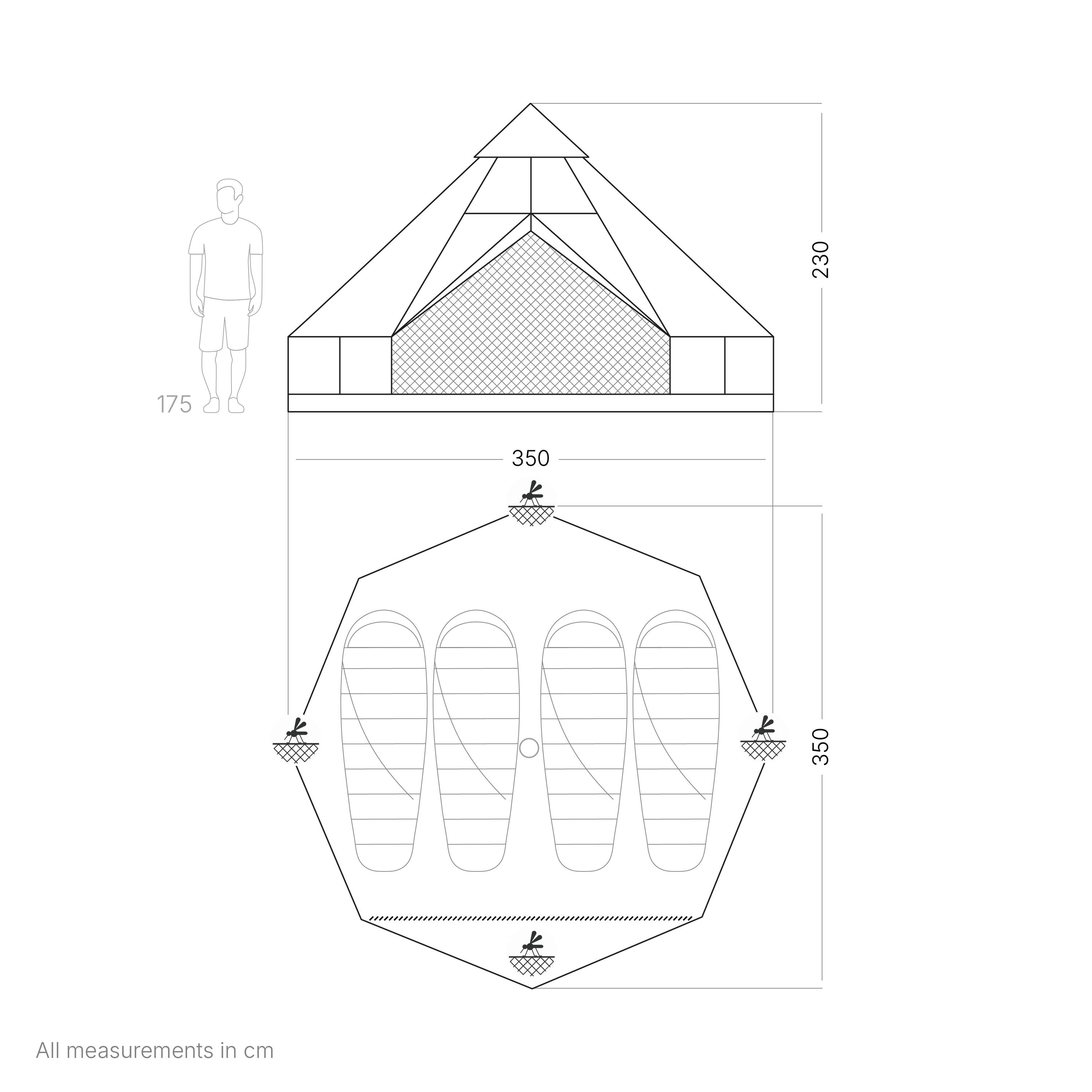 qeedo Cone 4 Tipi Zelt Baumwolle - 4 Personen - 350×350×230 cm 4/7