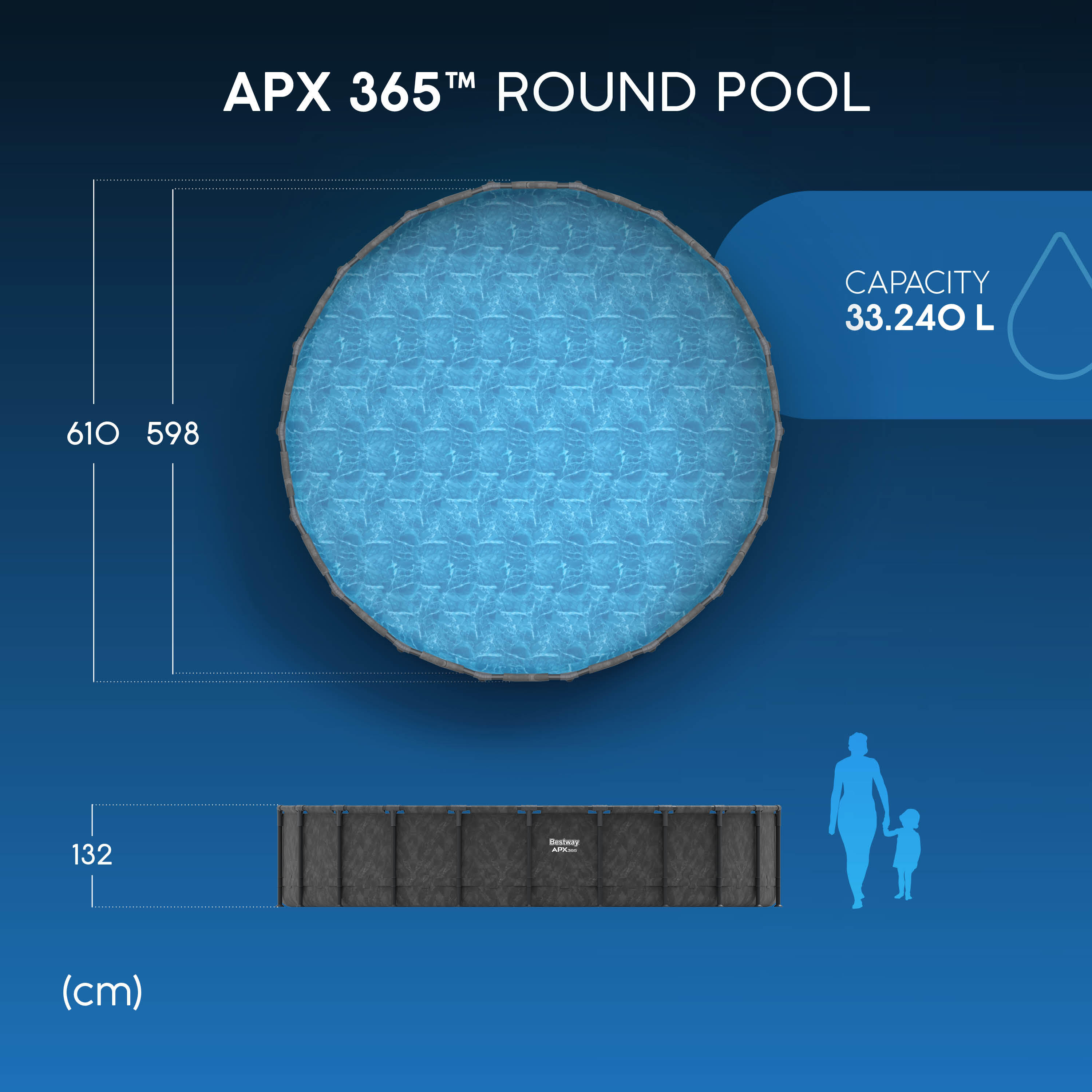 Bestway 561NF Piscina base fuori terra APX 365 da 610x132 cm 2/7