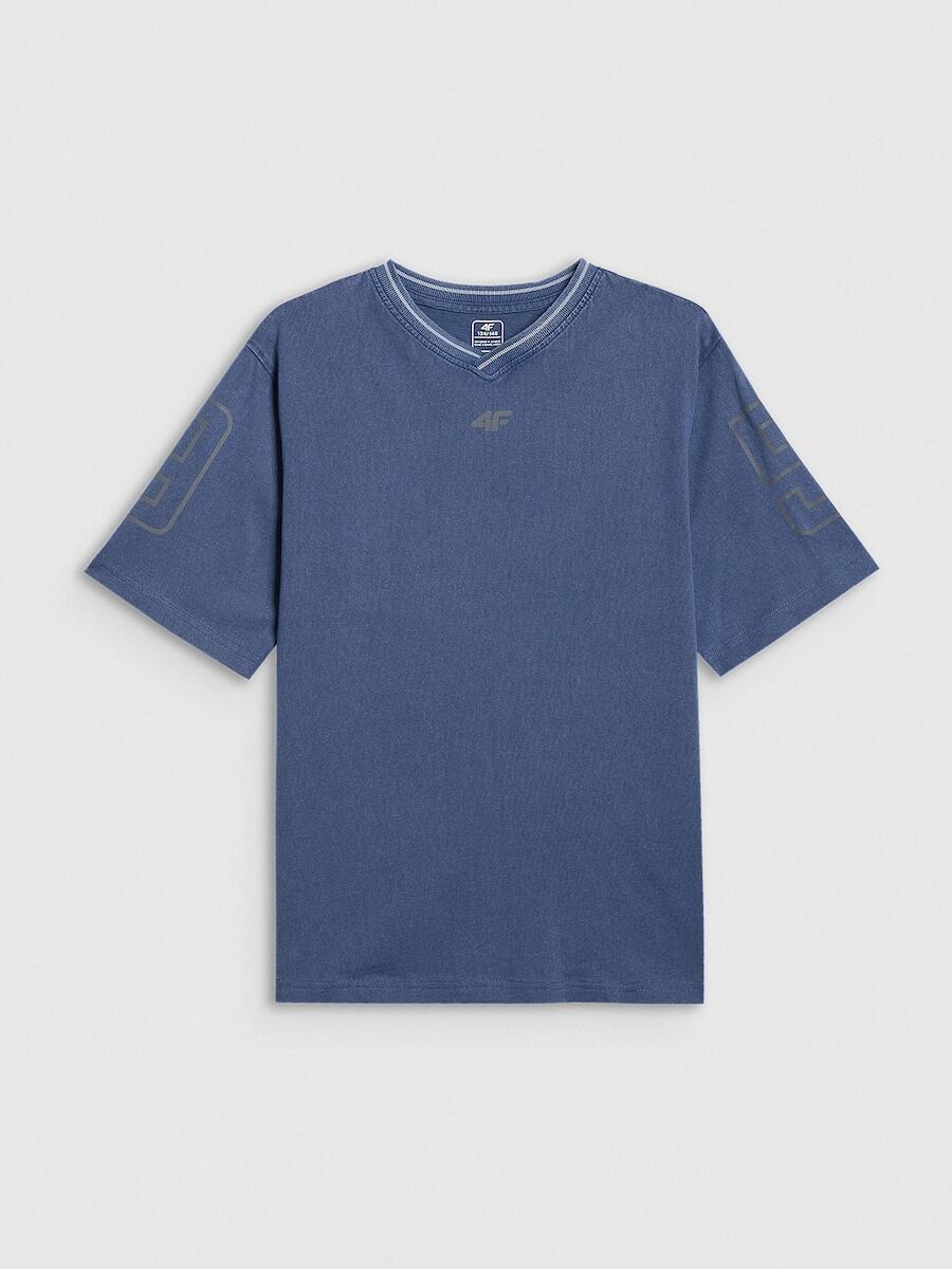 T-shirt loose z nadrukiem chłopięcy 4F 4FJRSS26TTSHM3467 6/7
