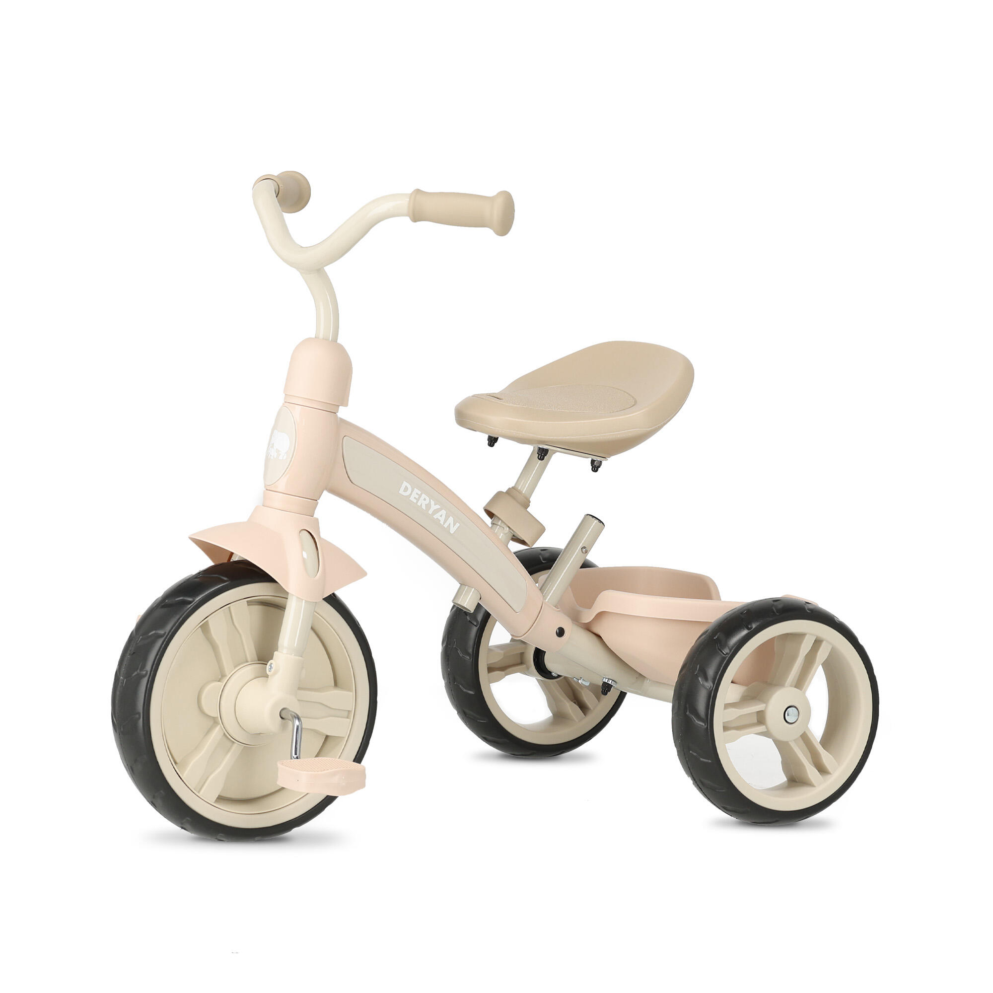 Triciclo com Barra de Empurrar - Bicicleta Evolutiva 4 em 1 - Bege 5/6