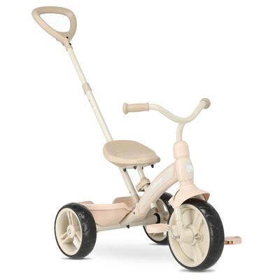 Driewieler met duwstang - 4-in-1 peuterfiets - beige