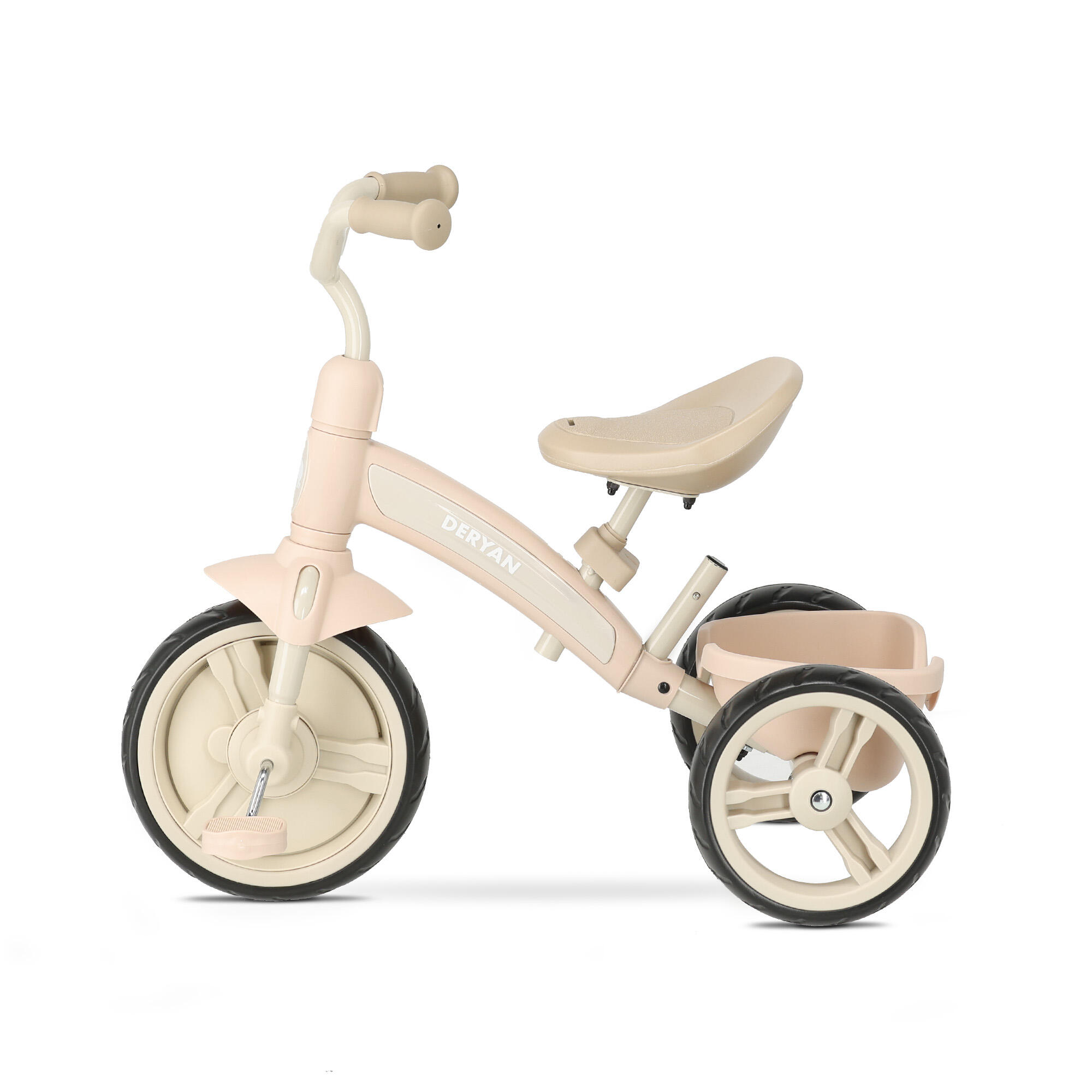 Triciclo com Barra de Empurrar - Bicicleta Evolutiva 4 em 1 - Bege 6/6