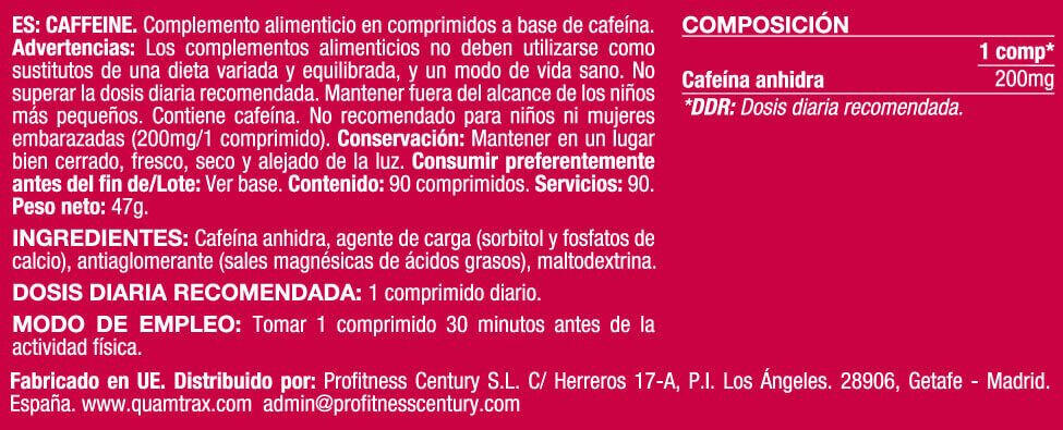 Cafeína - 90 Tabletas [Quamtrax] Quamtrax 2/3