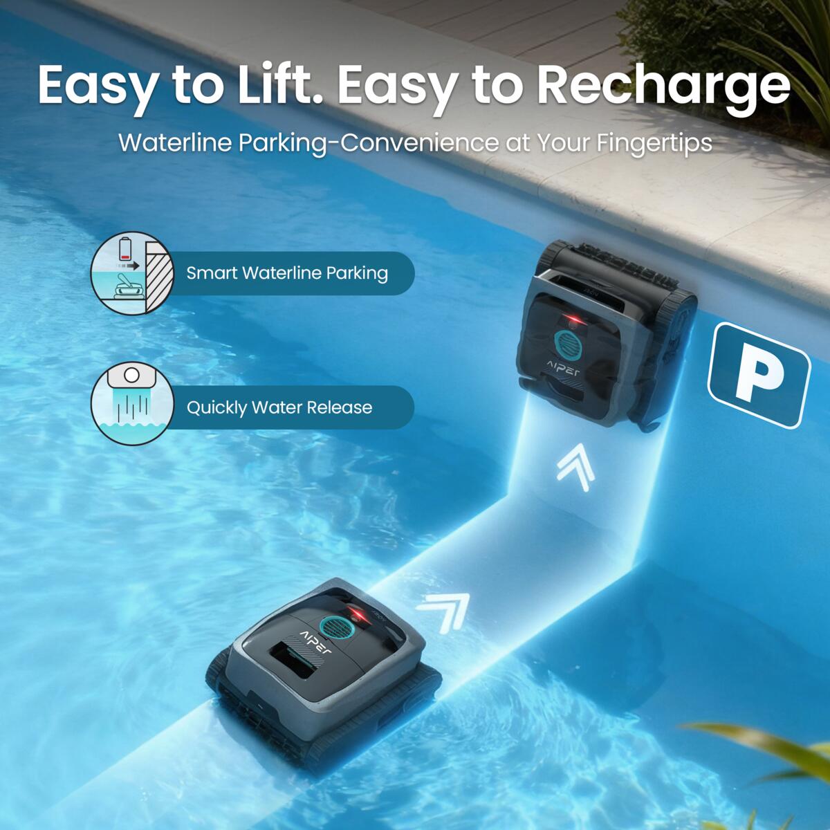 Aiper Scuba S3, Robot pulisci piscina senza fili per piscine fino a 150m² 4/7