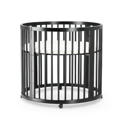 Box Willow - Box Bambini Rotondo con Materasso - Box con Ruote - Nero