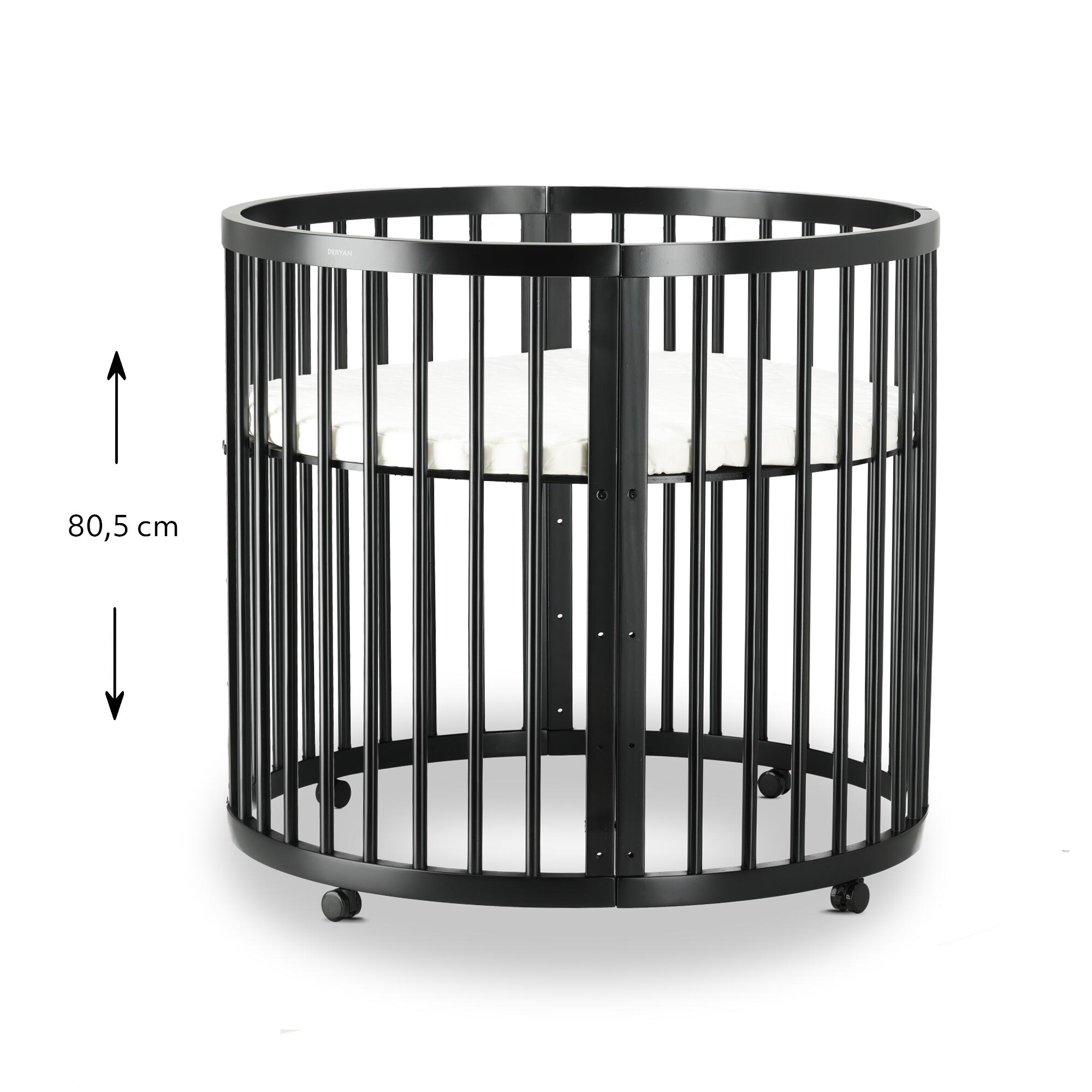 Box Willow - Box Bambini Rotondo con Materasso - Box con Ruote - Nero 4/6