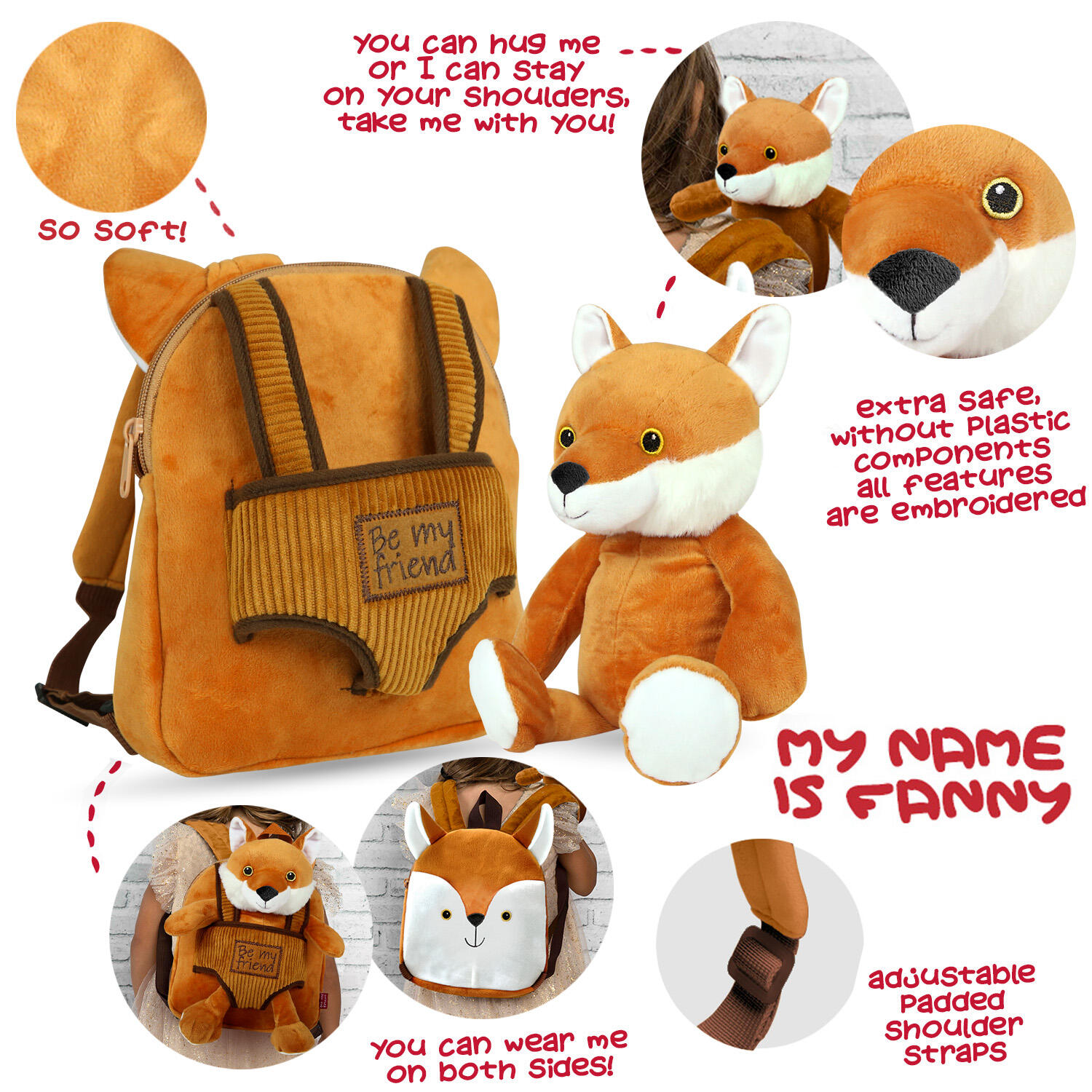 Zainetto Reversibile con Peluche Volpe 4/6