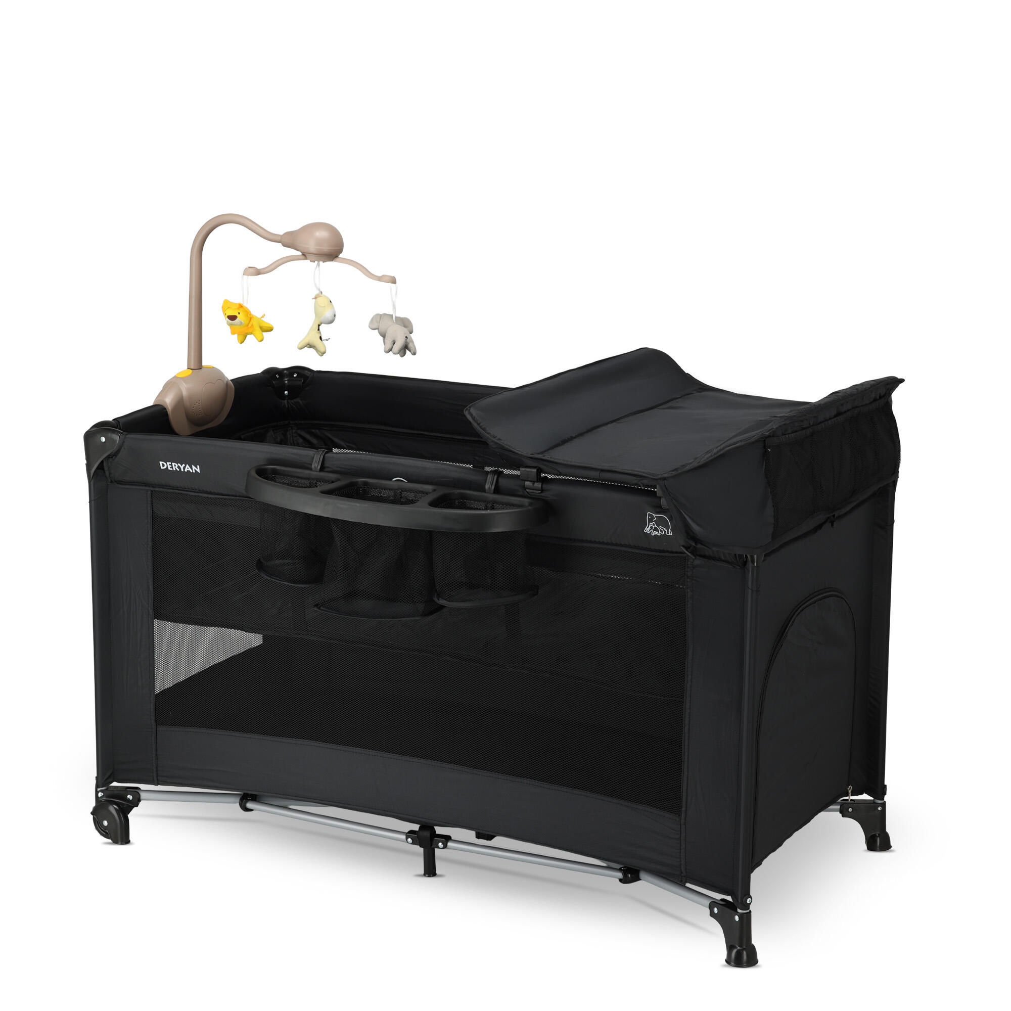 Lettino da Viaggio Believer con Materasso e Fasciatoio - 120x60 cm - Nero 6/7