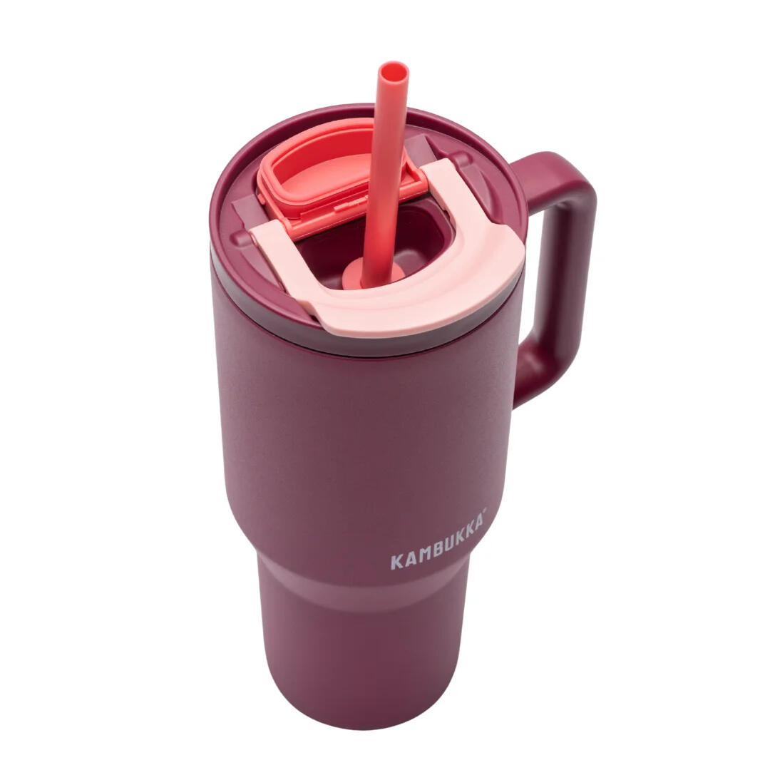 Kubek termiczny ze słomką butelka termiczna Rio 950ml - Burgundy Bloom 4/7