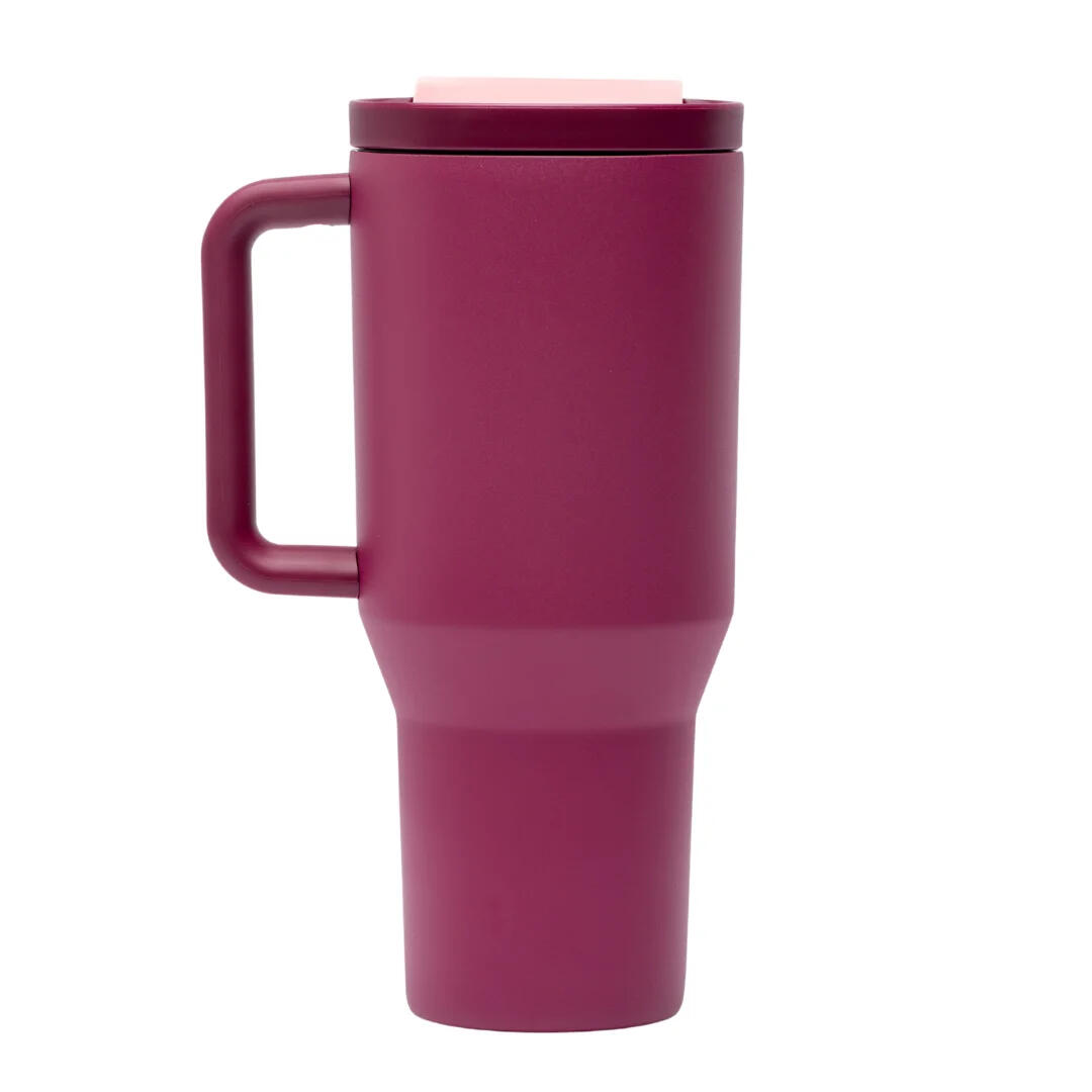Kubek termiczny ze słomką butelka termiczna Rio 950ml - Burgundy Bloom 6/7