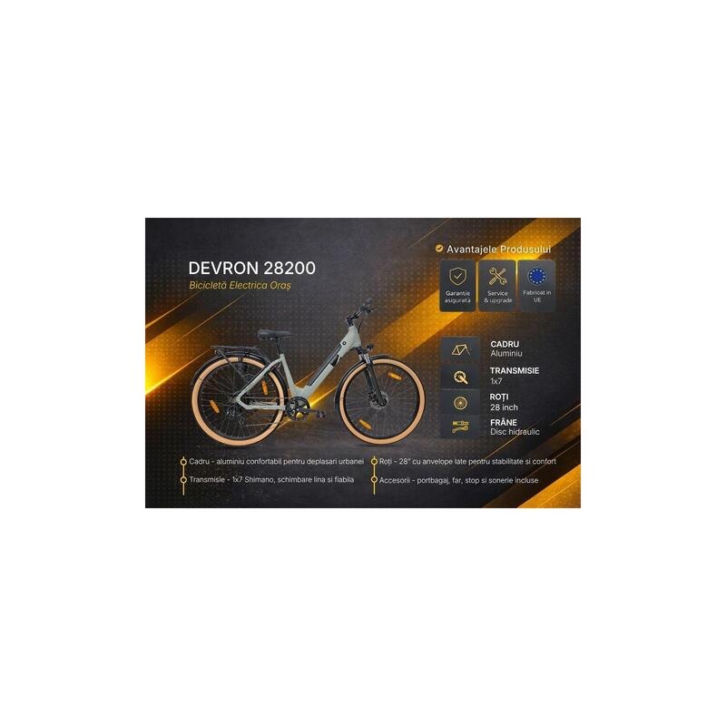 Bicicleta electrica Oras Devron 28200, M, Gri Deschis