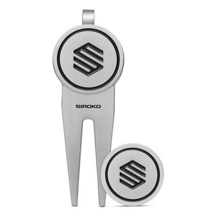 Heren en Dames Golf pitchfork Pin Silver Wit