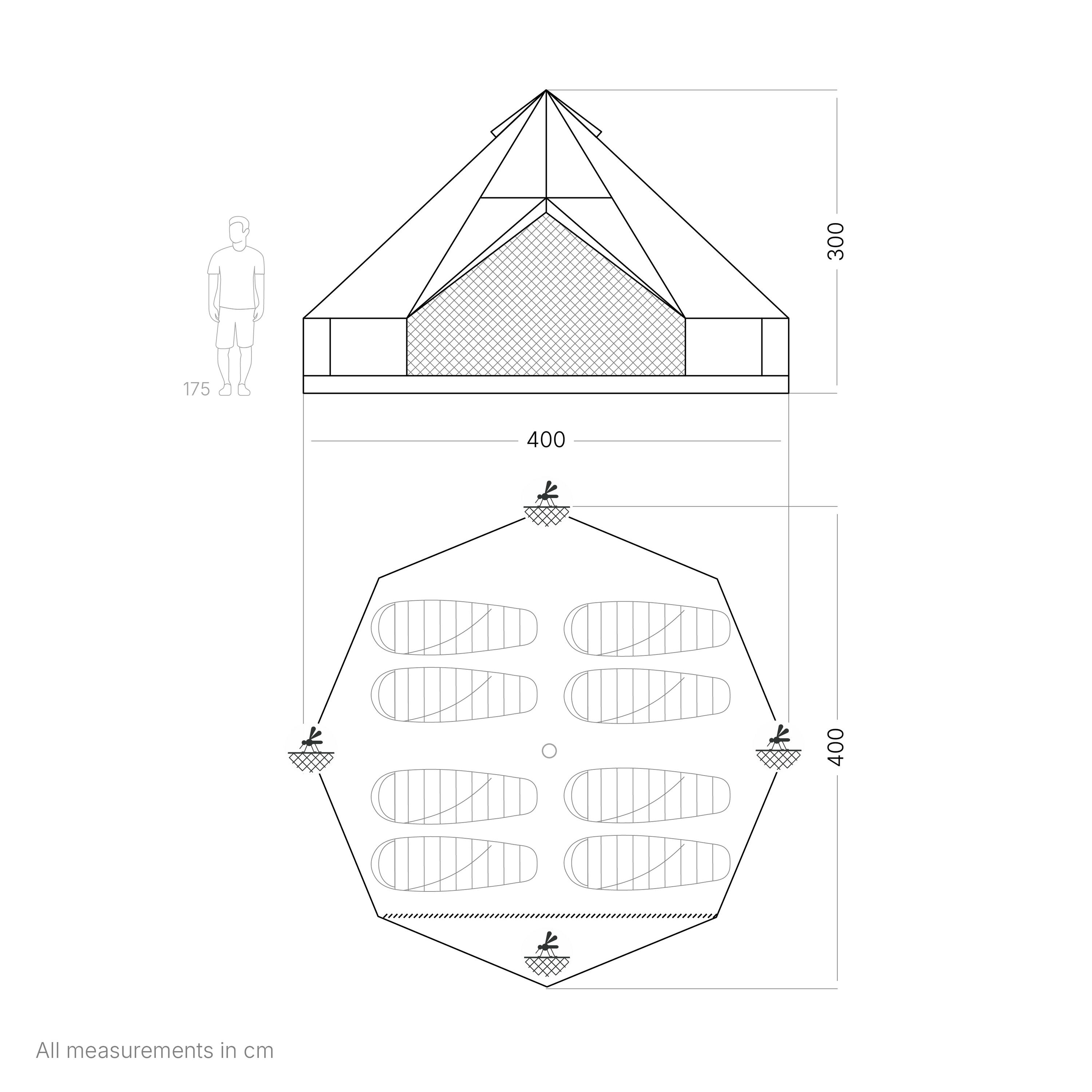 qeedo Cone 8 Tipi Zelt Baumwolle - 8 Personen - 450×450×300 cm 4/7