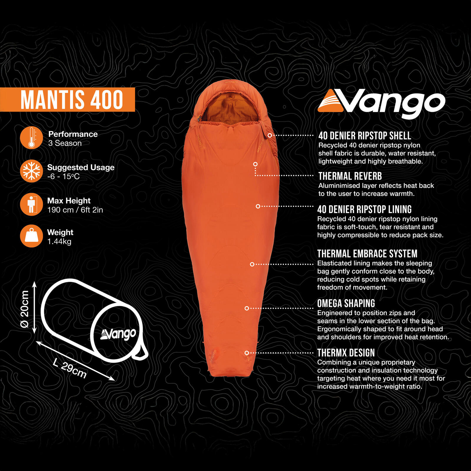 Sac de couchage momie Mantis 400 trekking été automne léger 1,34 kg 2/7