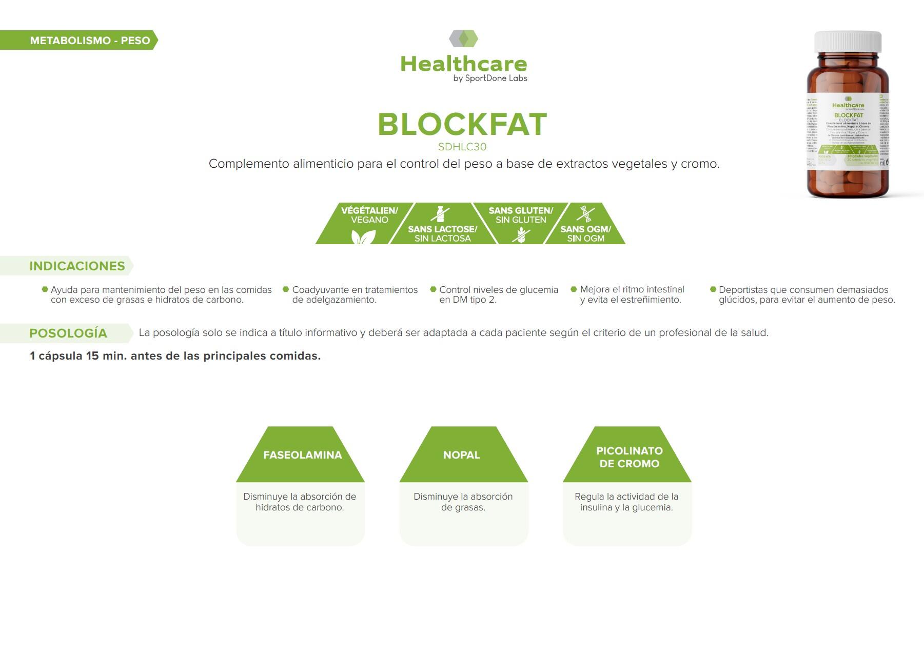 BLOCKFAT INHIBIDOR DE GRASA CONTROL DE PESO 30 cap SPORTDONE 3/4
