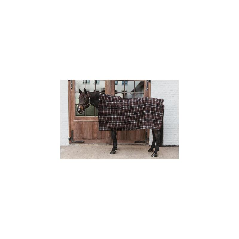 Kentucky Heavy Fleece Paardendeken Square Check Printing Brown  -