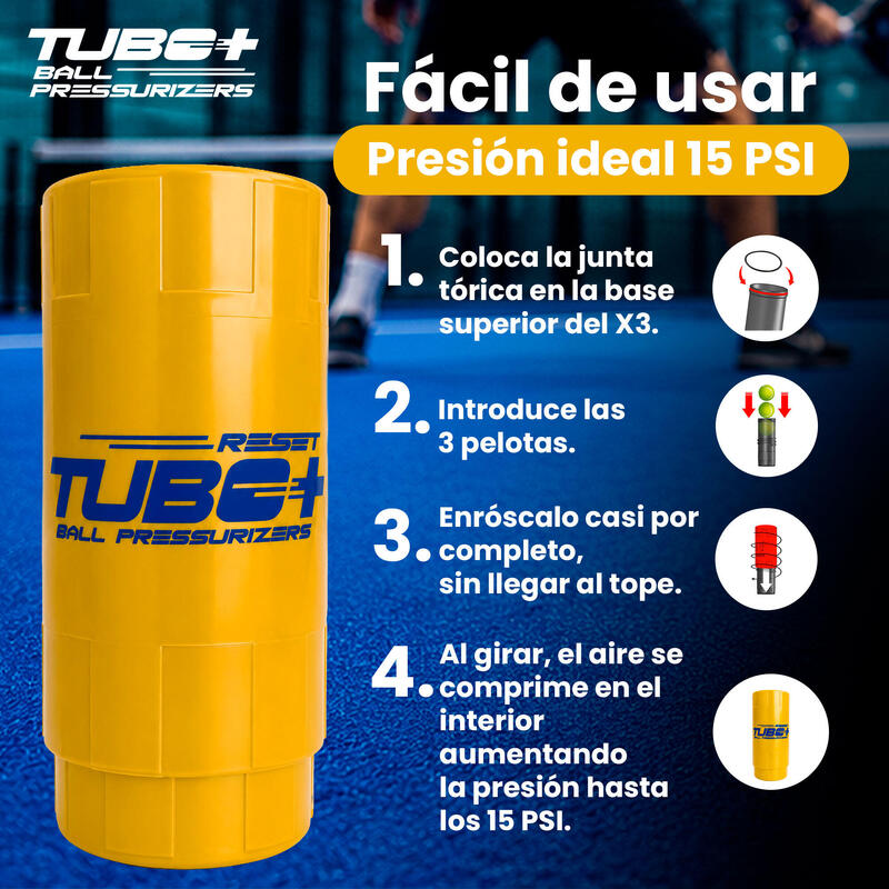 Presurizator pentru mingi de tenis și padel : TuboX3 Gold