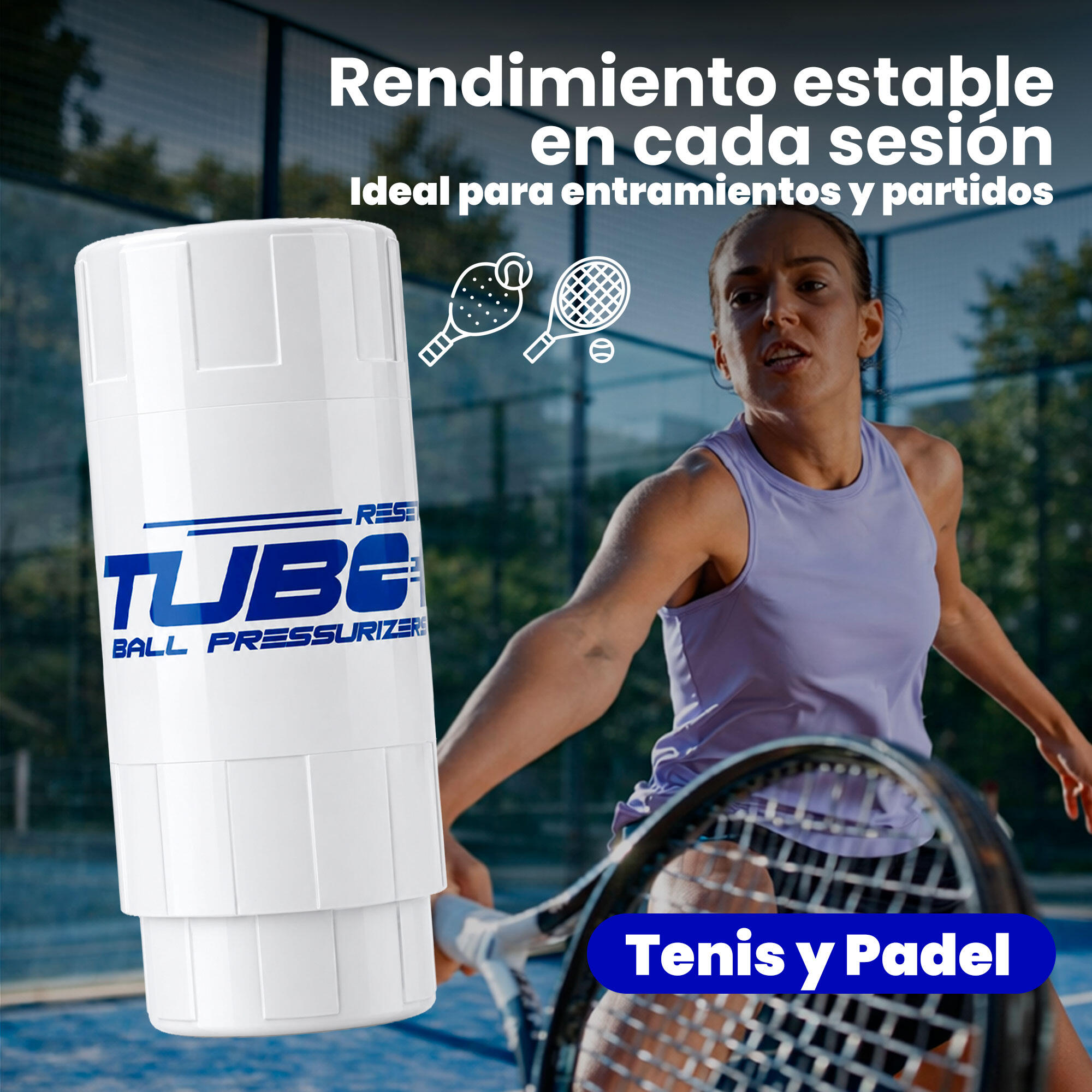 Tennis- und Padelball-Druckhalter | TuboX3 White 6/8