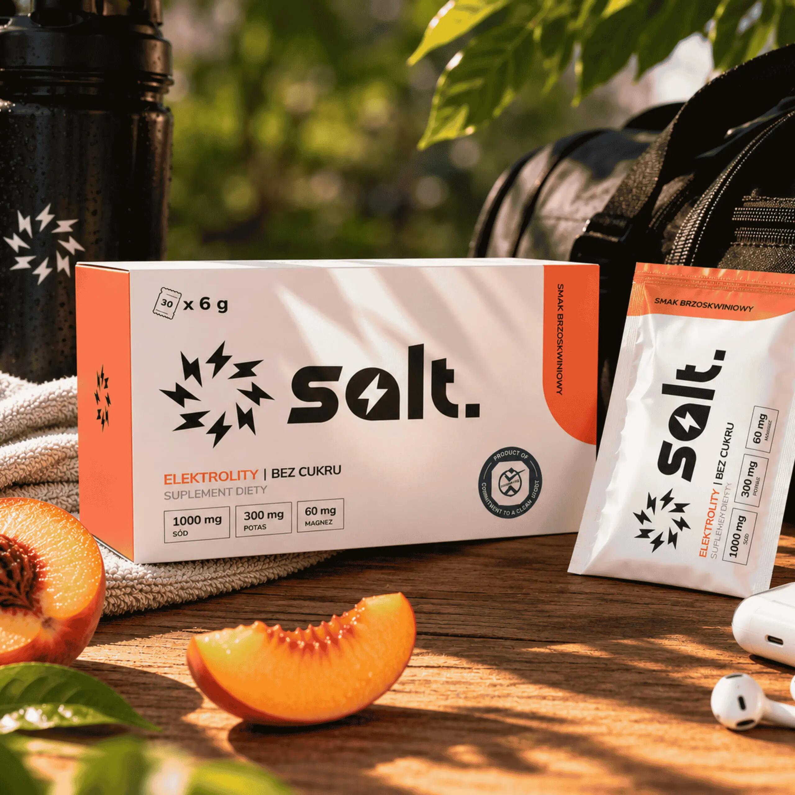 Elektrolity Bez Cukru salt. Brzoskwiniowe Magnez Potas Sód Keto 30 Saszetek 7/7