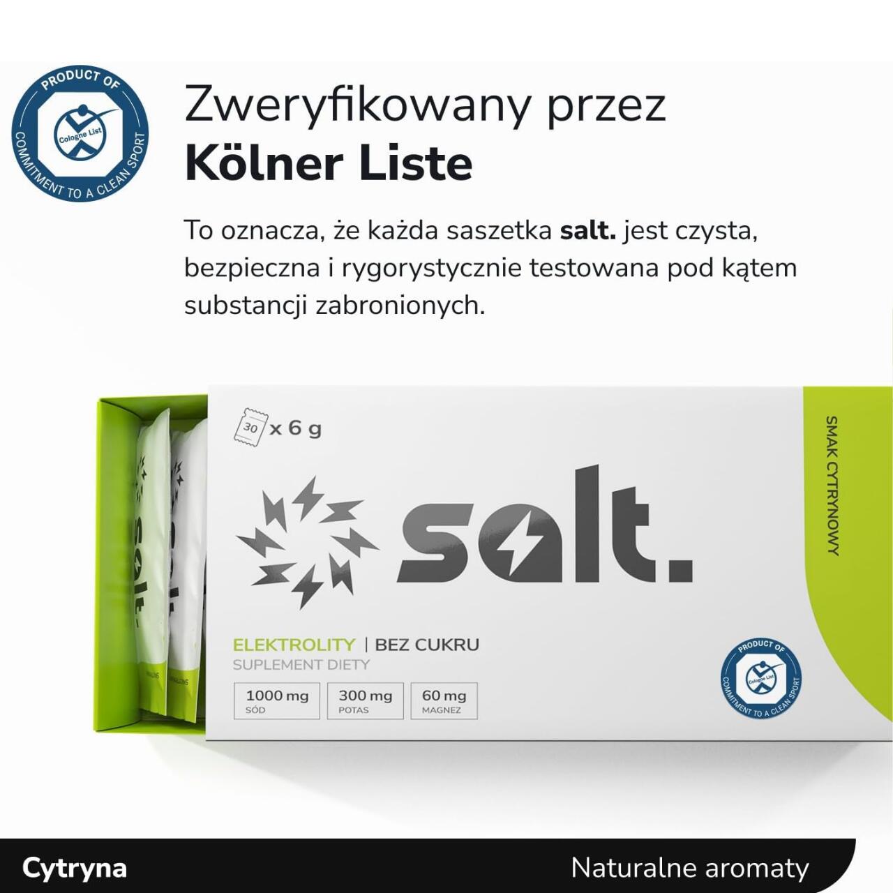 Elektrolity Bez Cukru salt. Cytrynowe Magnez Potas Sód Keto 30 Saszetek 5/7
