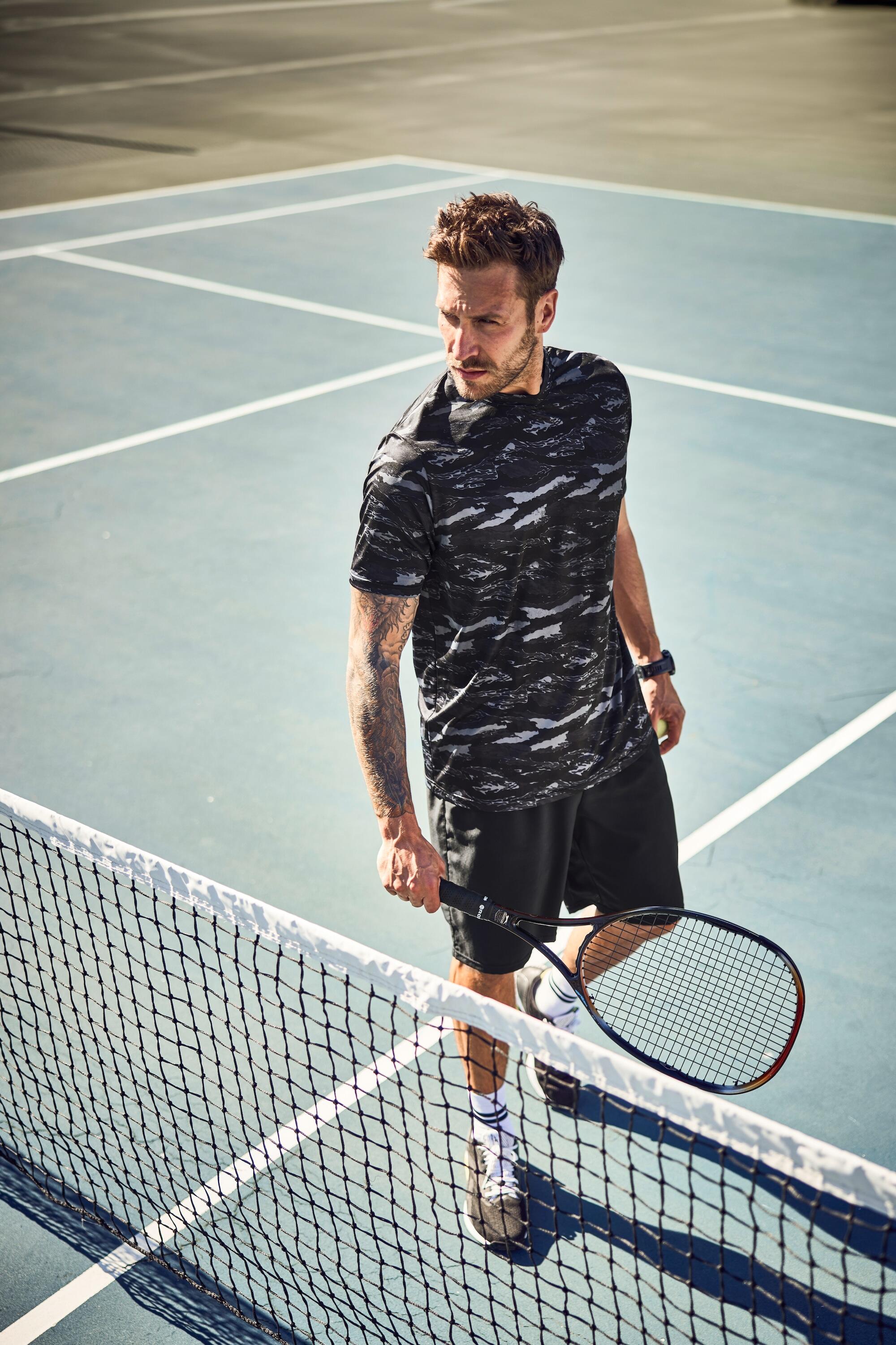 Herren Funktions-Shirt Tennis Halbarm grafischer Print QuickDry 6/7