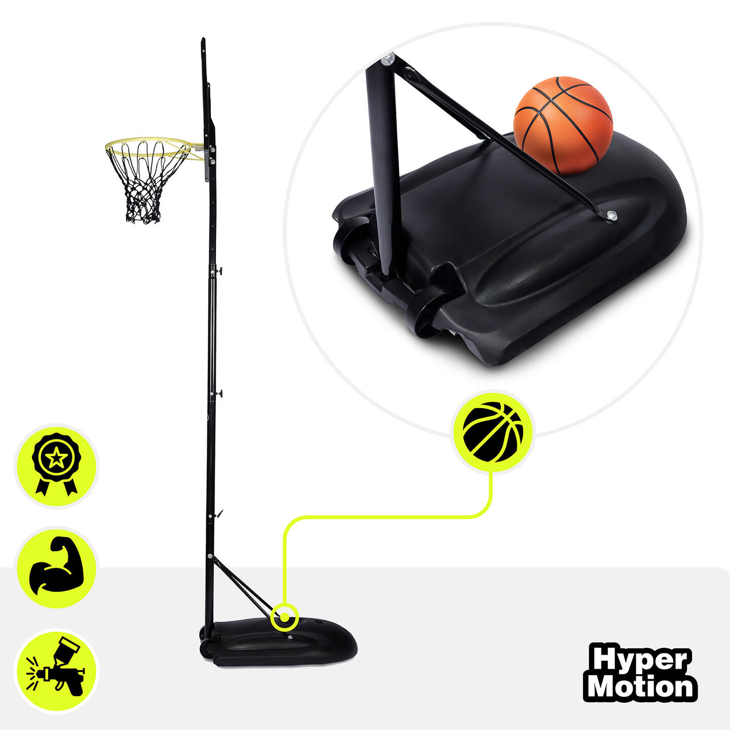 Canasta Baloncesto Infantil con Ruedas Regulable 160-260cm 82x53cm 2/7