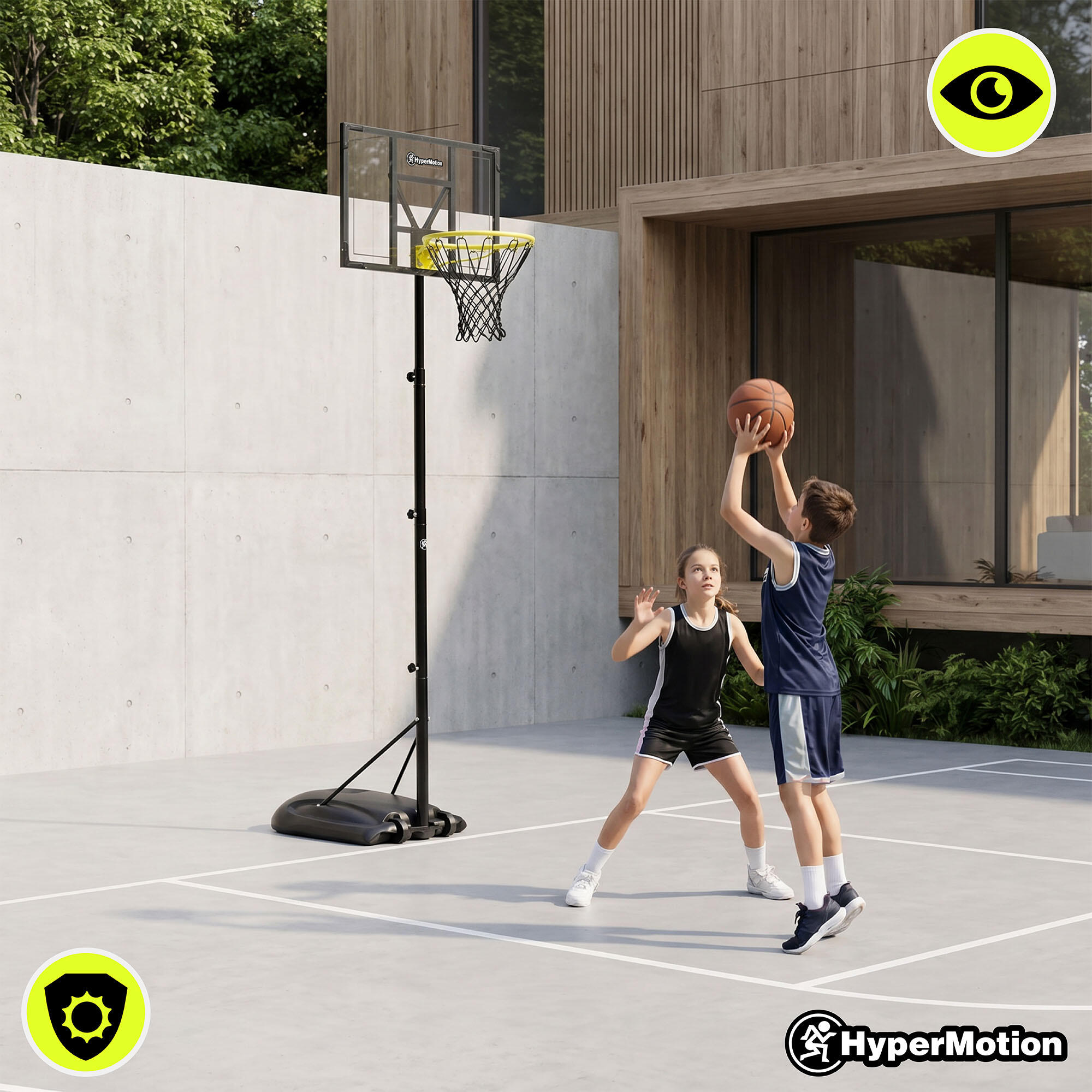 Canasta Baloncesto Infantil con Ruedas Regulable 160-260cm 82x53cm 6/7