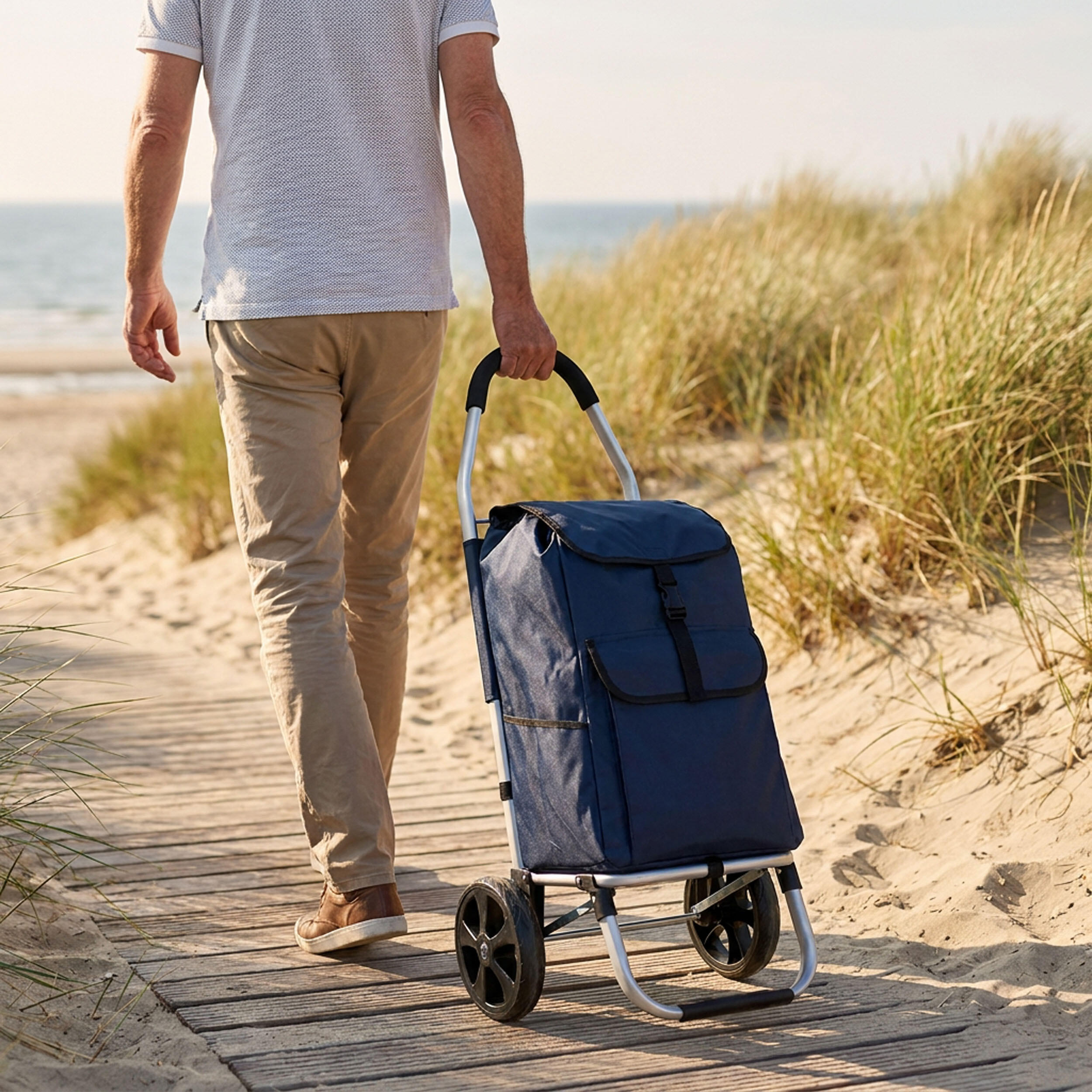 Travelnet Chariot de courses 40L, pliable, cadre en aluminium, avec roues 3/7