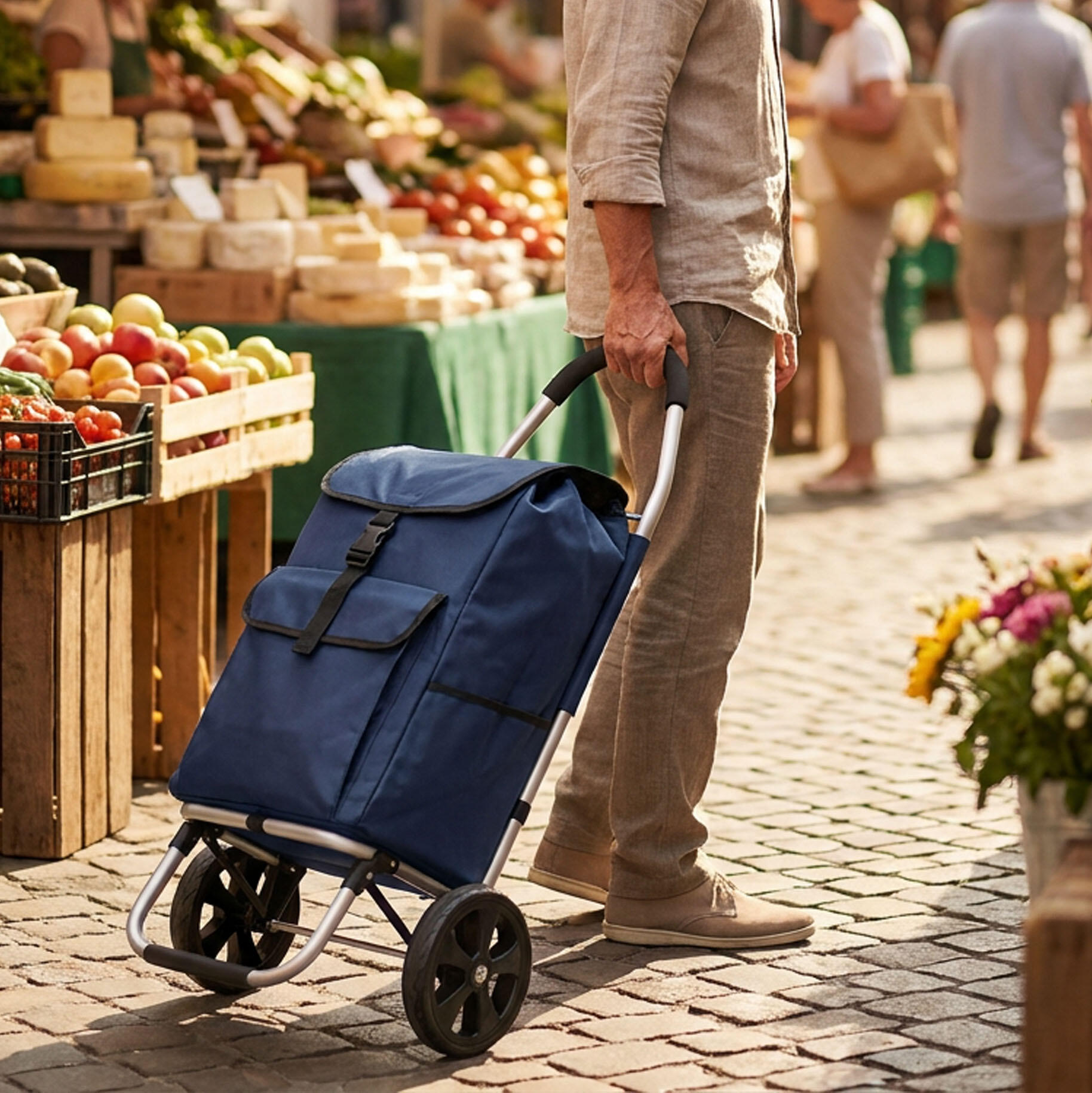 Travelnet Chariot de courses 40L, pliable, cadre en aluminium, avec roues 2/7