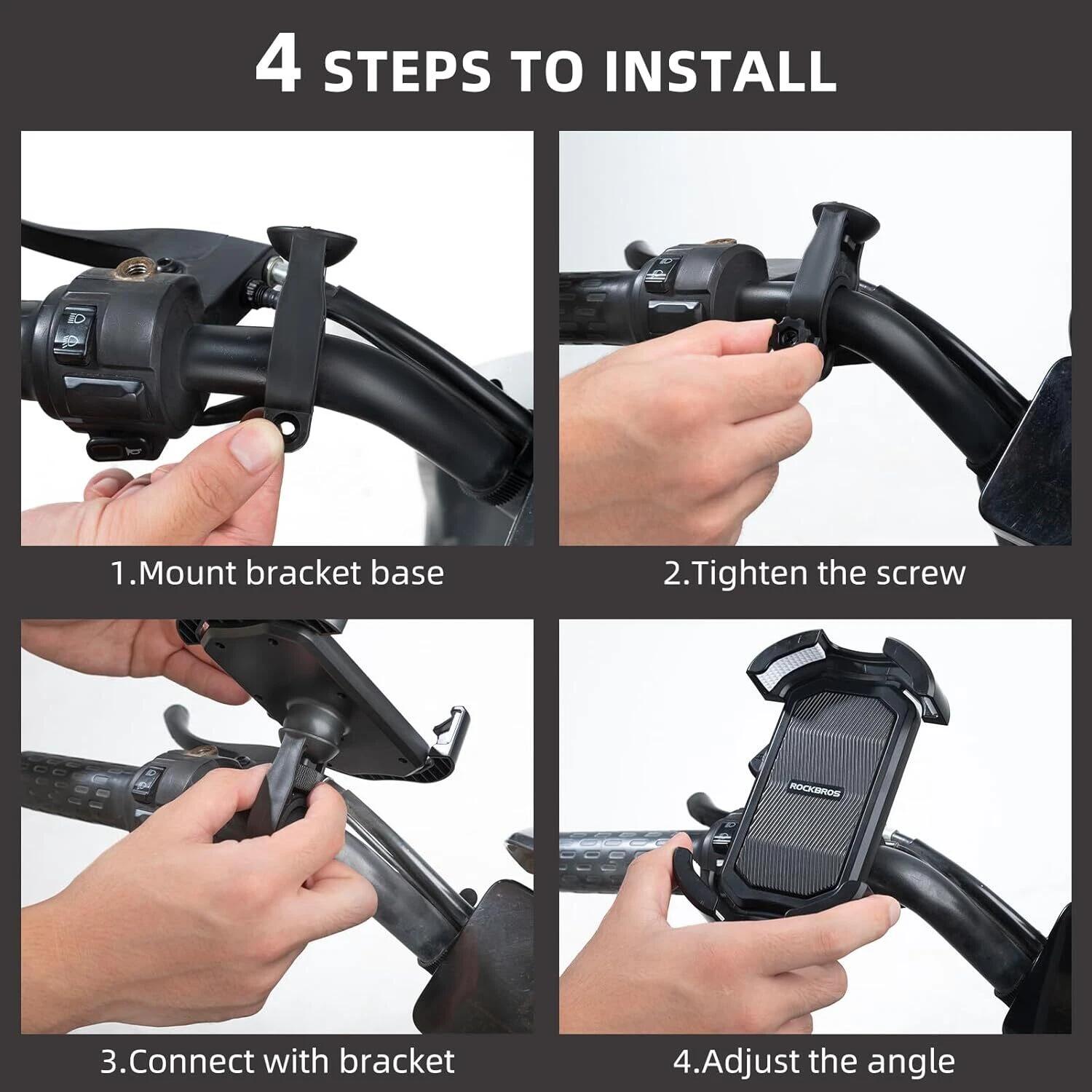 ROCKBROS Handyhalterung Lenker für Motorrad & Fahrrad 7/7