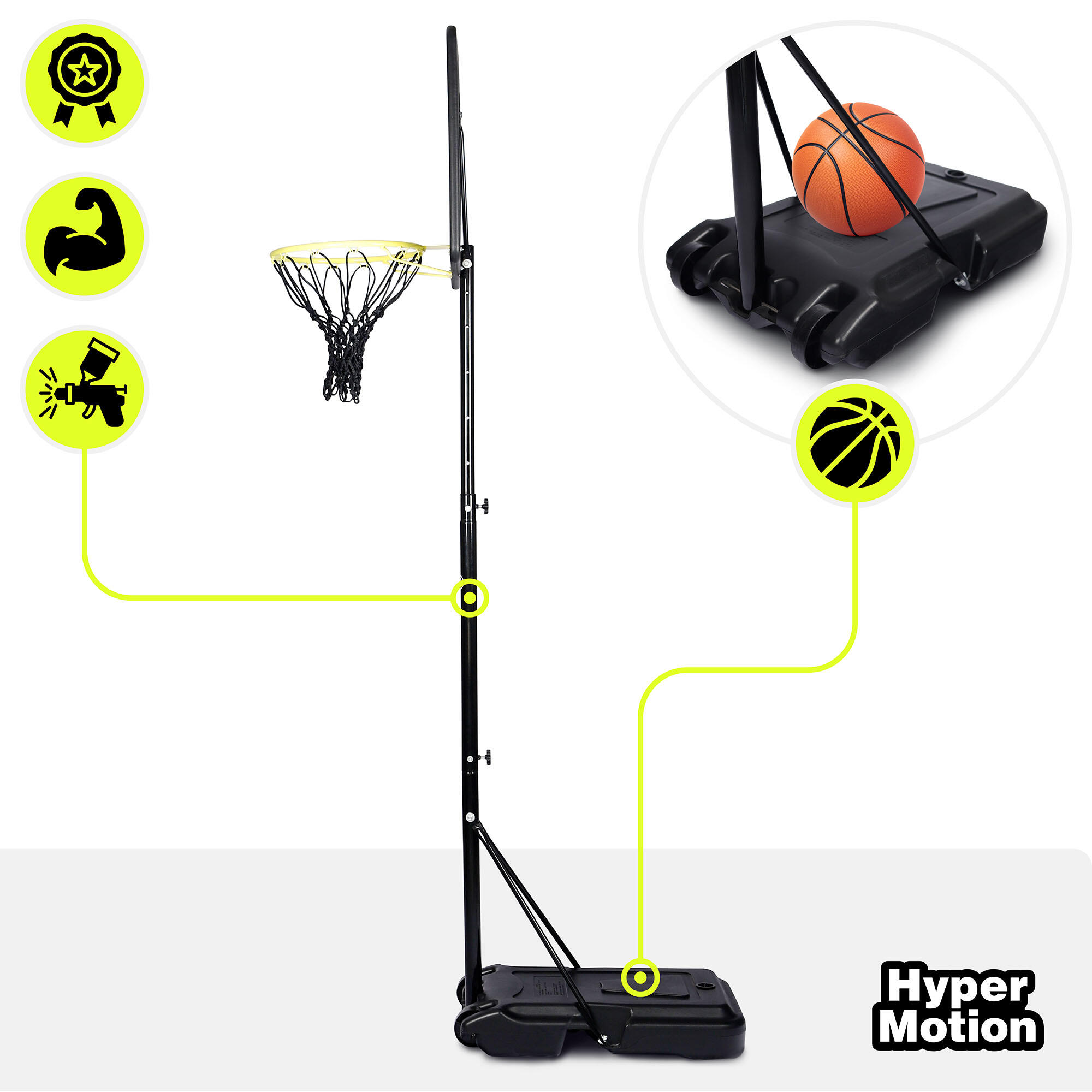 Canasta Baloncesto Infantil con Ruedas Regulable 165-215cm 82x58cm 2/7