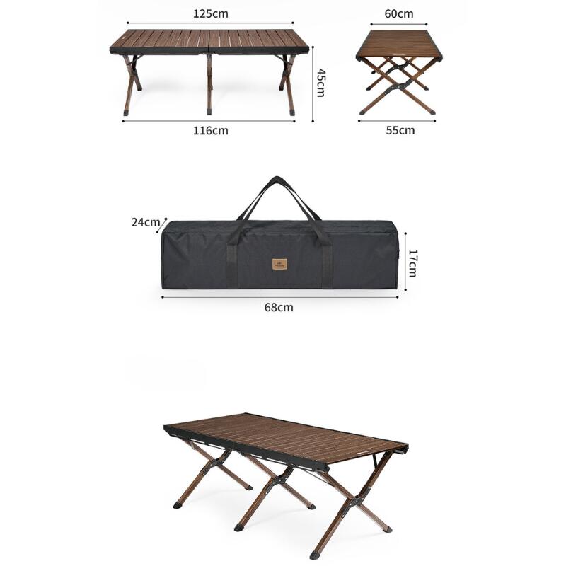 Grote Campingtafel Houtlook 125×60 cm Opvouwbaar 50 kg 2/7